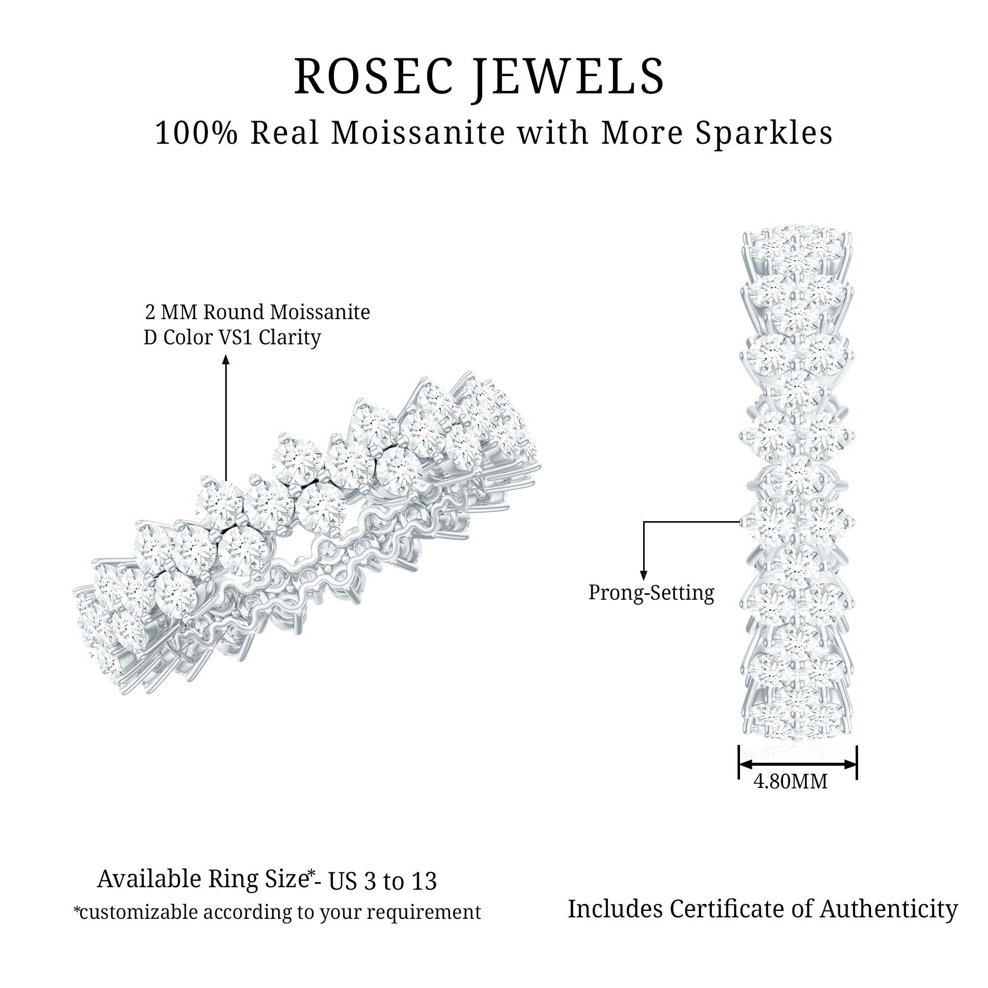 Cluster Wedding Band for Women with Moissanite