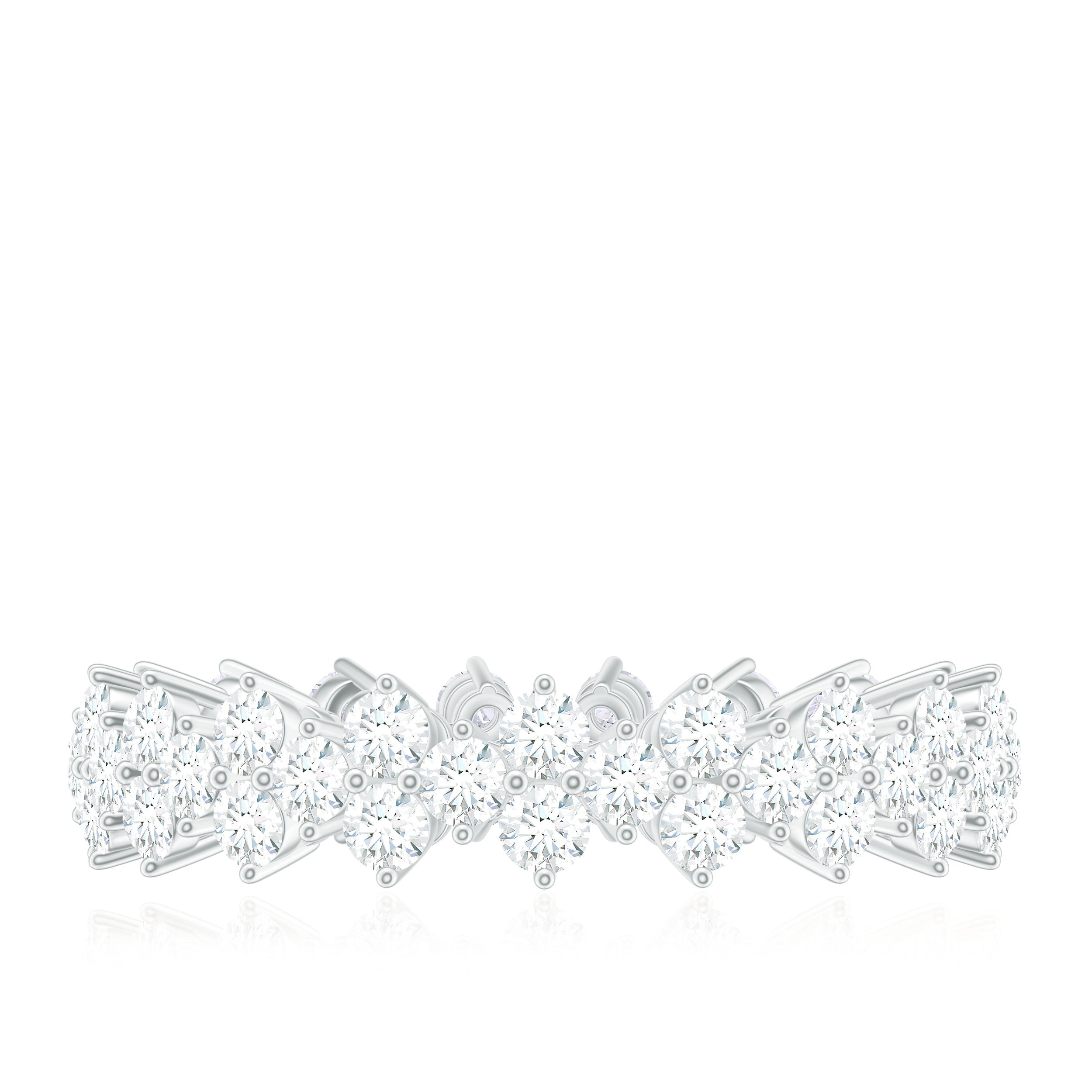 Cluster Wedding Band for Women with Moissanite