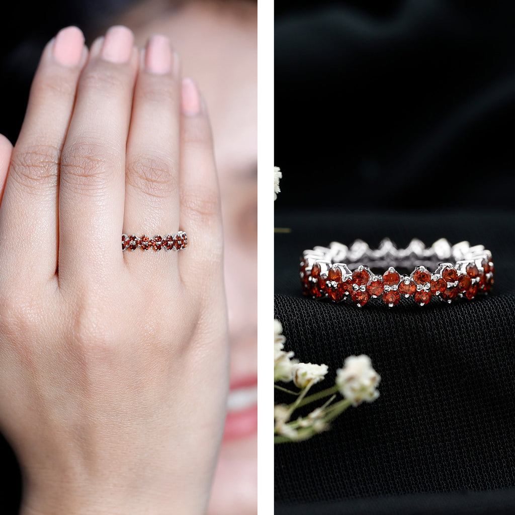 Natural Garnet Eternity Band for Anniversary