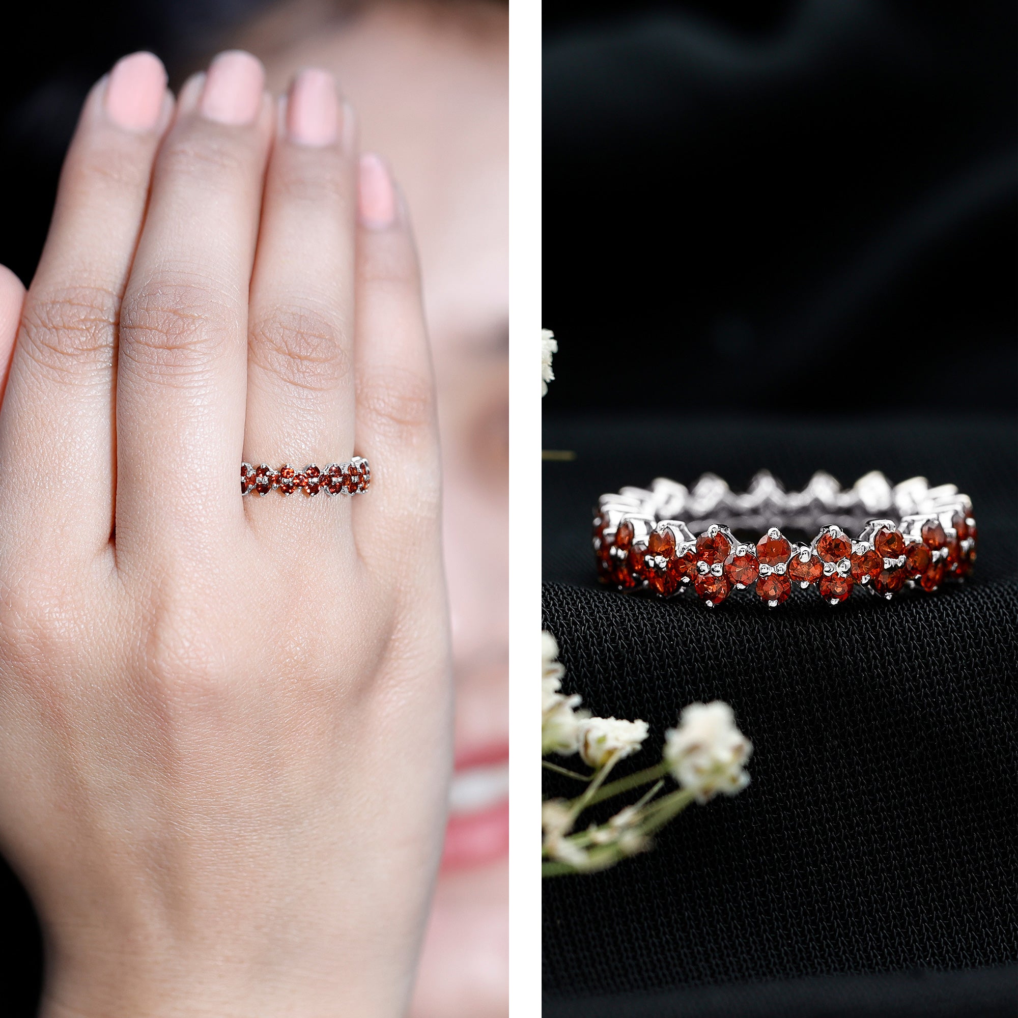 Natural Garnet Eternity Band for Anniversary