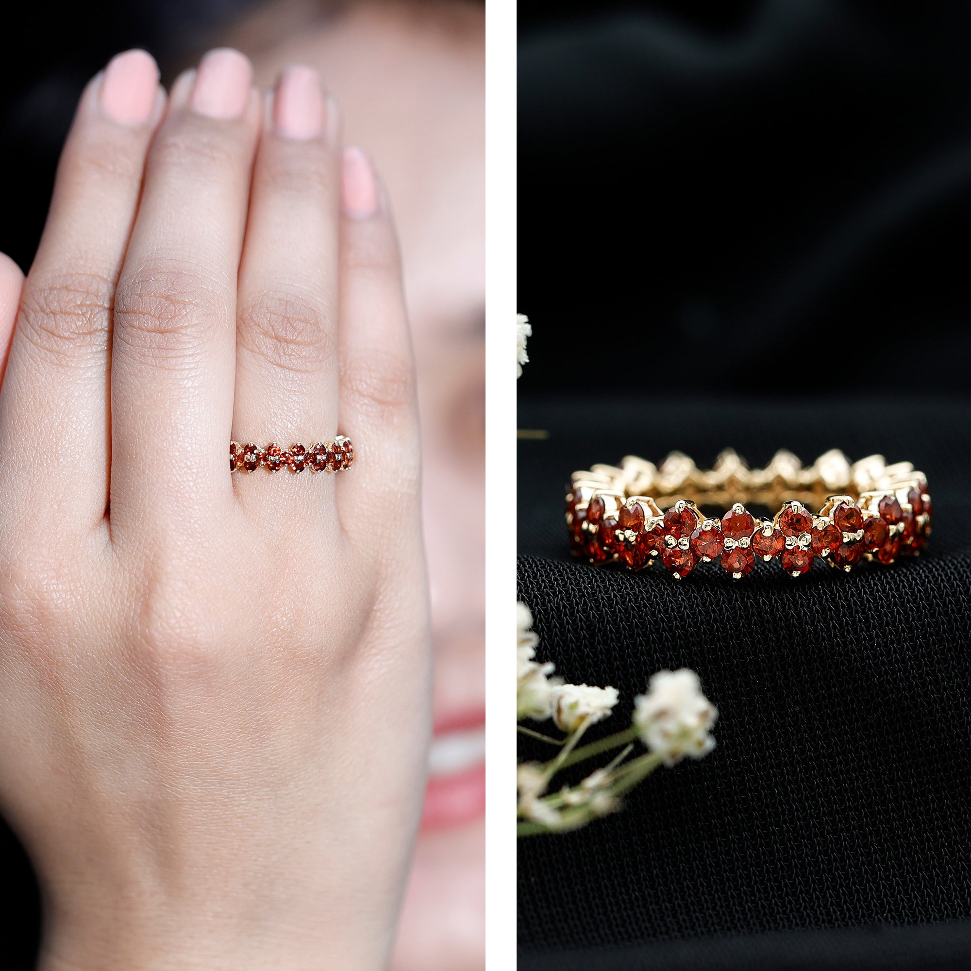 Natural Garnet Eternity Band for Anniversary