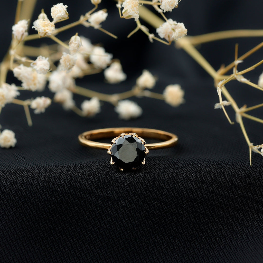Certified 2 Carat Lab Grown Black Diamond Solitaire Engagement Ring