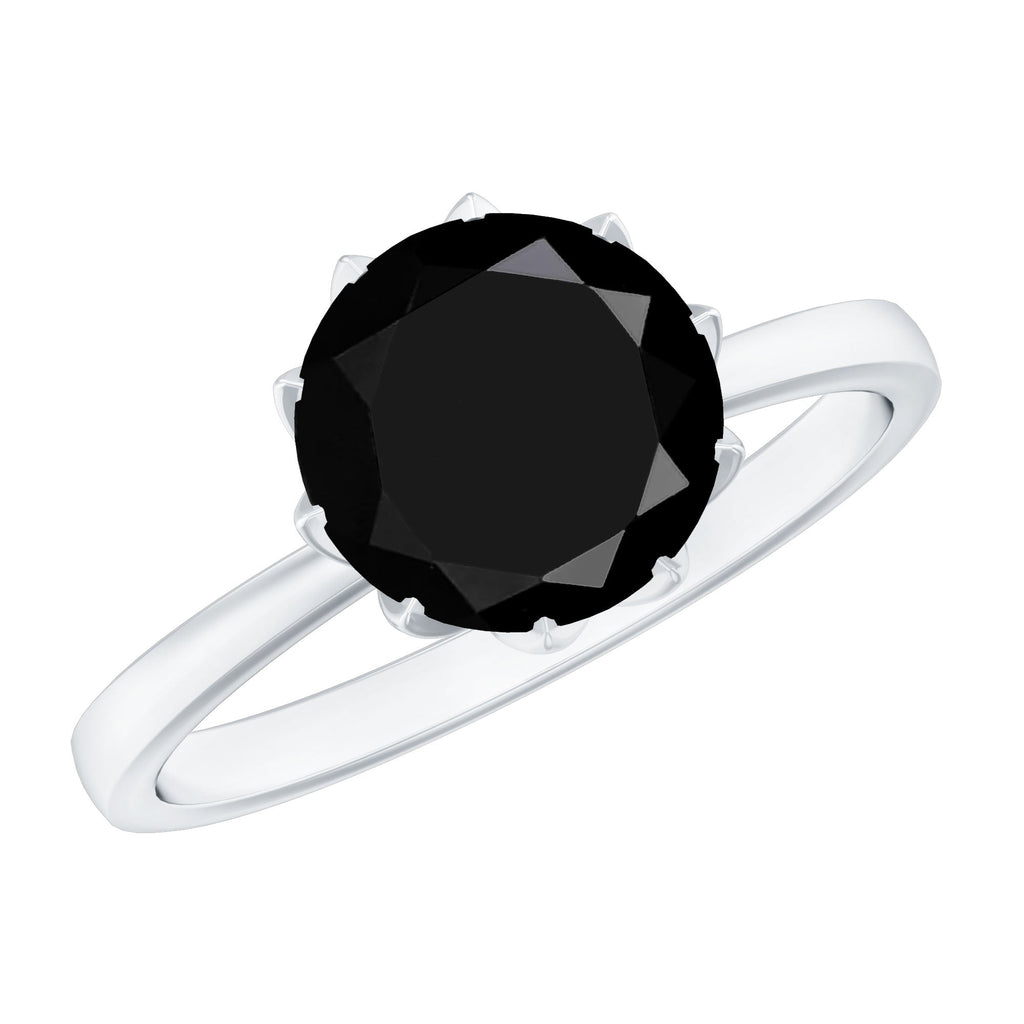 Natural 2.68 Carat Black Spinel Solitaire Engagement Ring