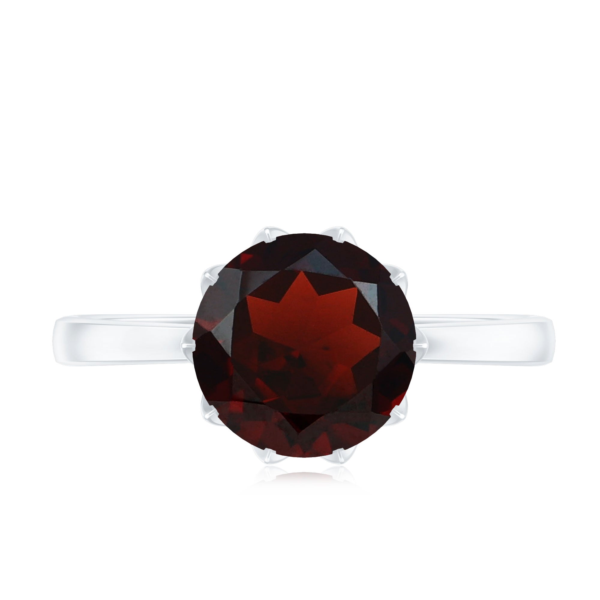 Natural 8mm Garnet Solitaire Engagement Ring