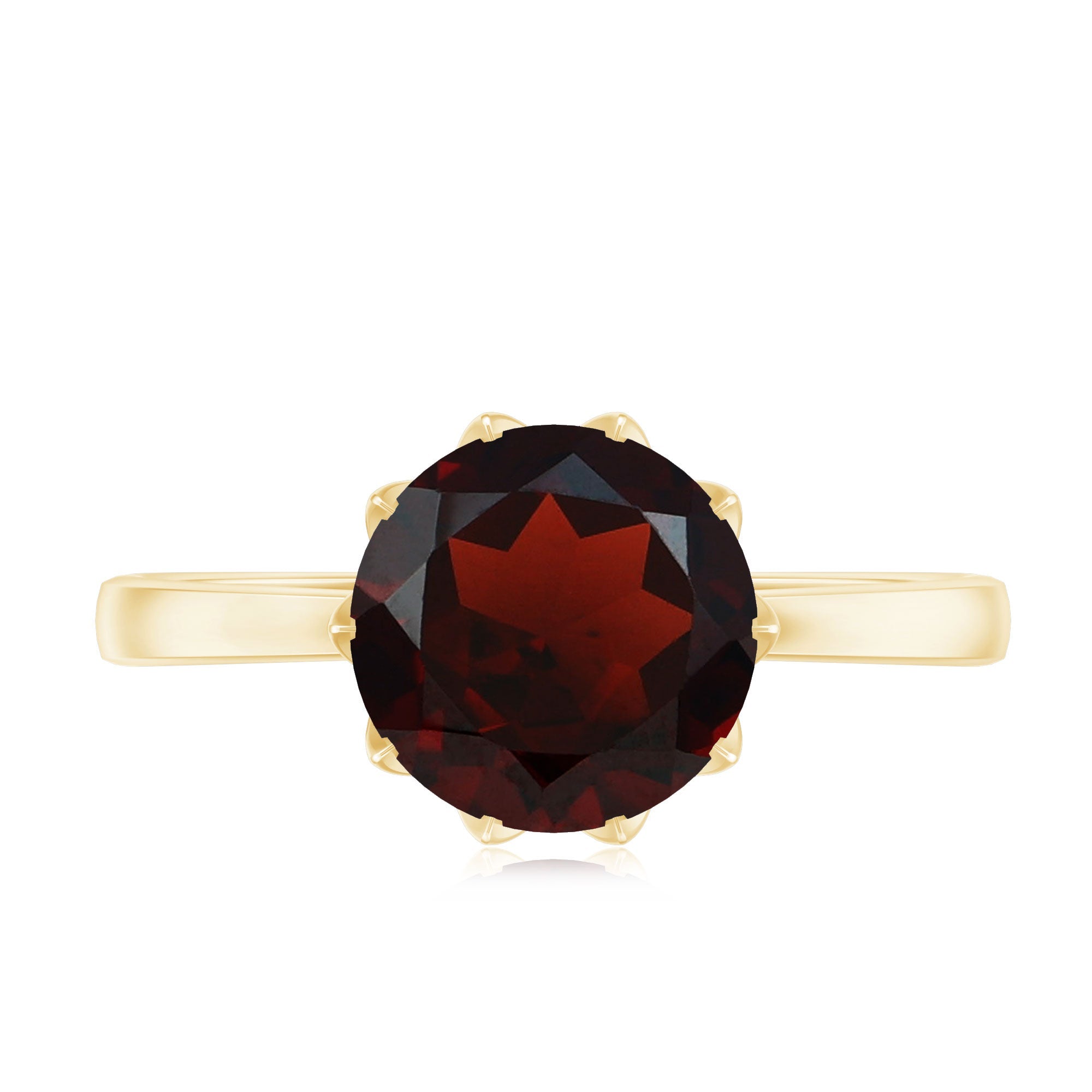 Natural 8mm Garnet Solitaire Engagement Ring
