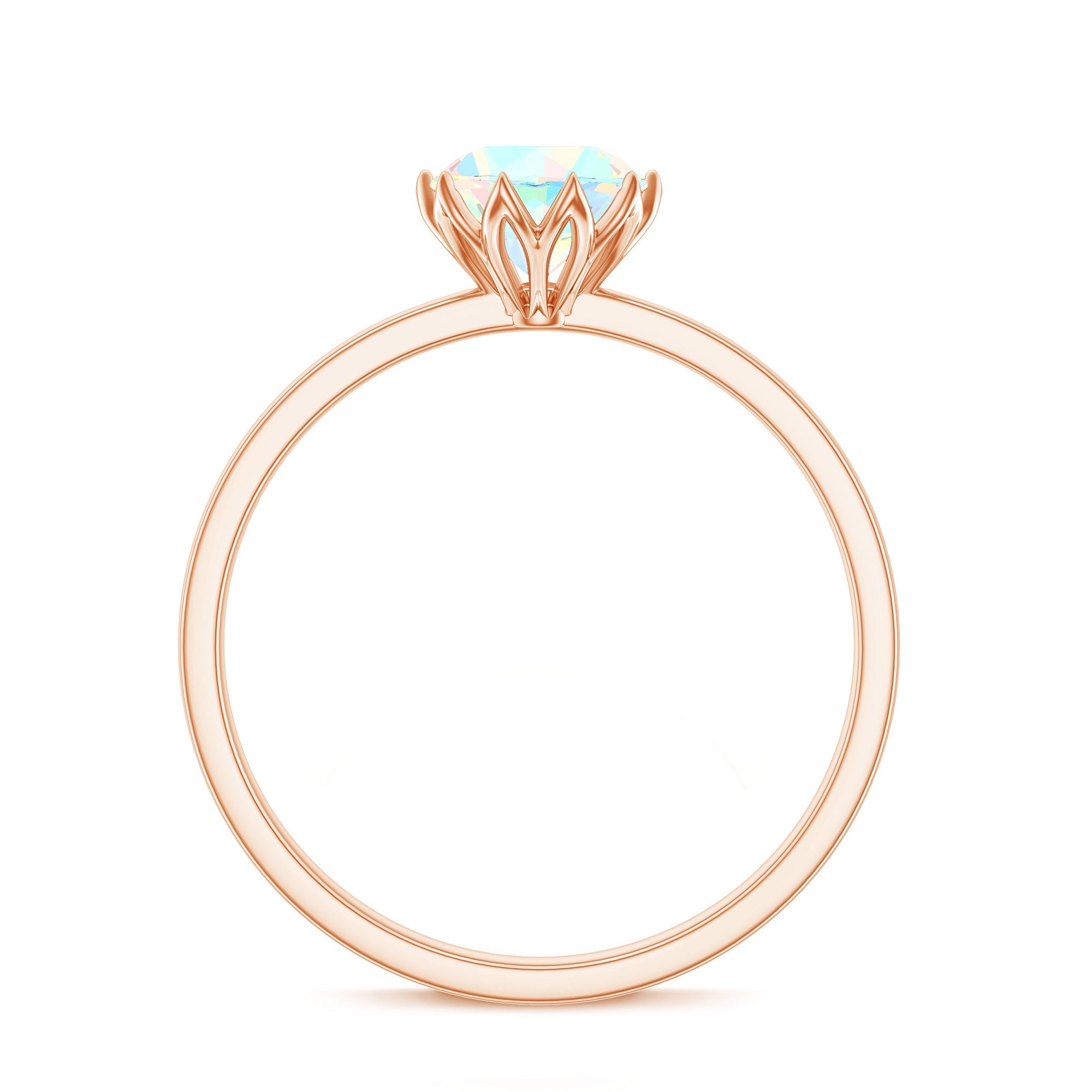 Natural 8mm Ethiopian Opal Engagement Ring in Lotus Basket Setting