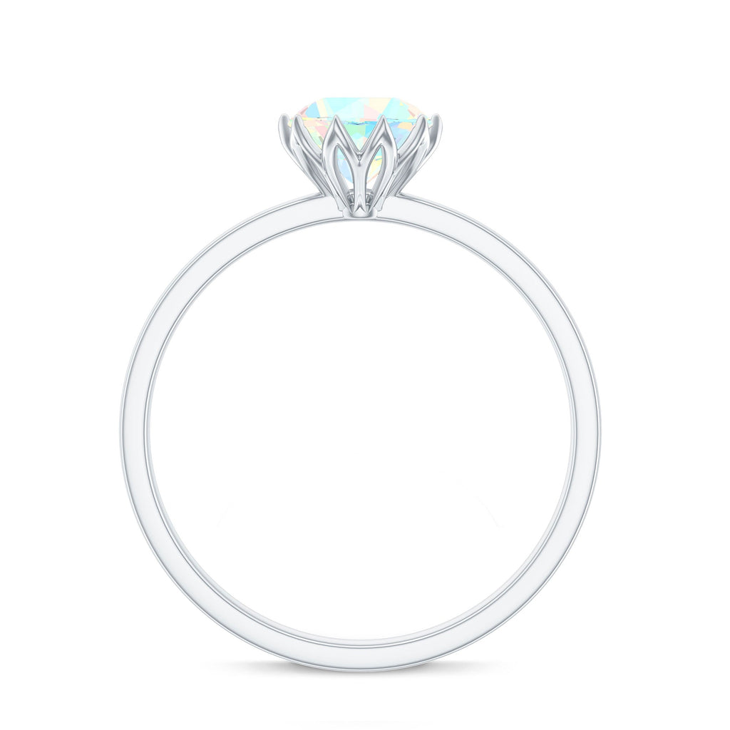 Natural 8mm Ethiopian Opal Engagement Ring in Lotus Basket Setting