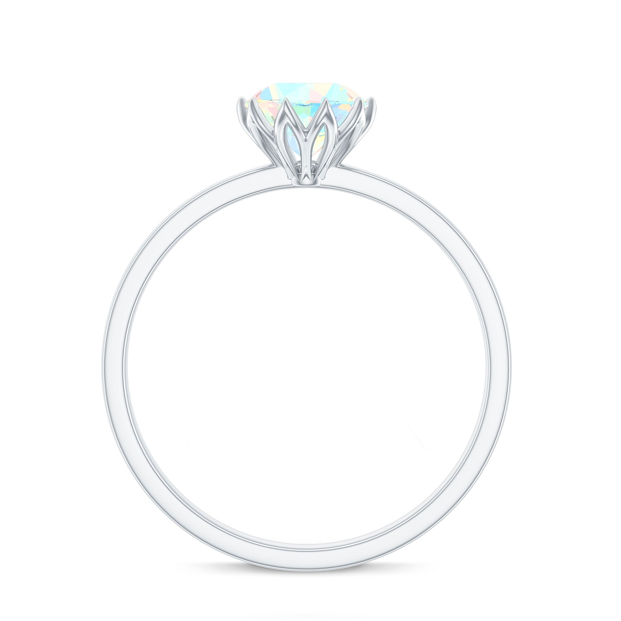 Natural 8mm Ethiopian Opal Engagement Ring in Lotus Basket Setting