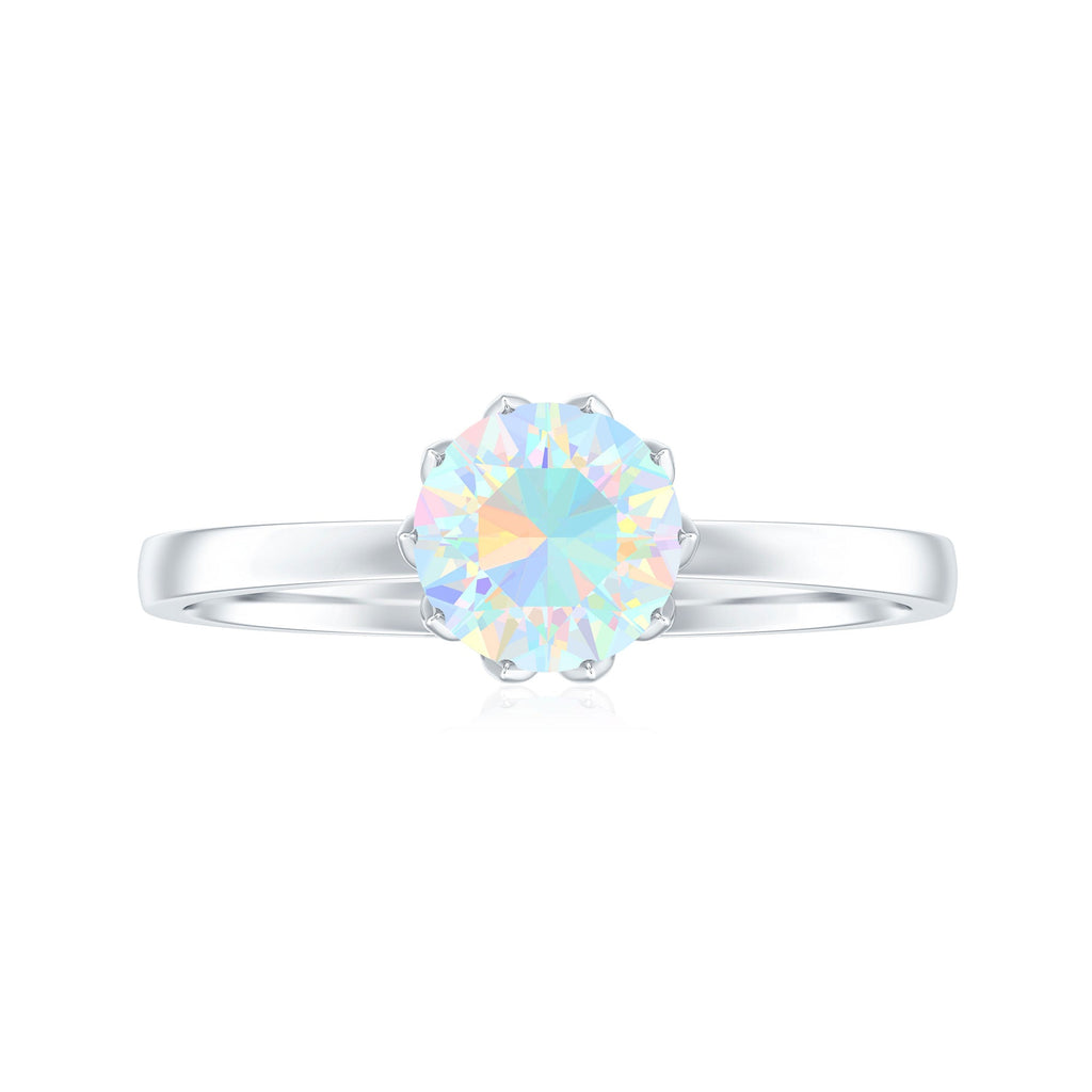 Natural 8mm Ethiopian Opal Engagement Ring in Lotus Basket Setting