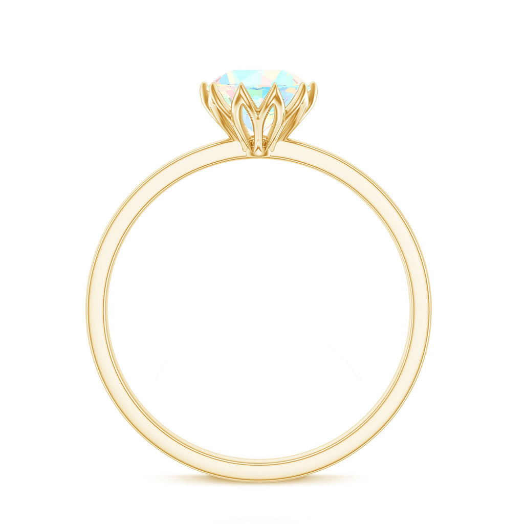 Natural 8mm Ethiopian Opal Engagement Ring in Lotus Basket Setting