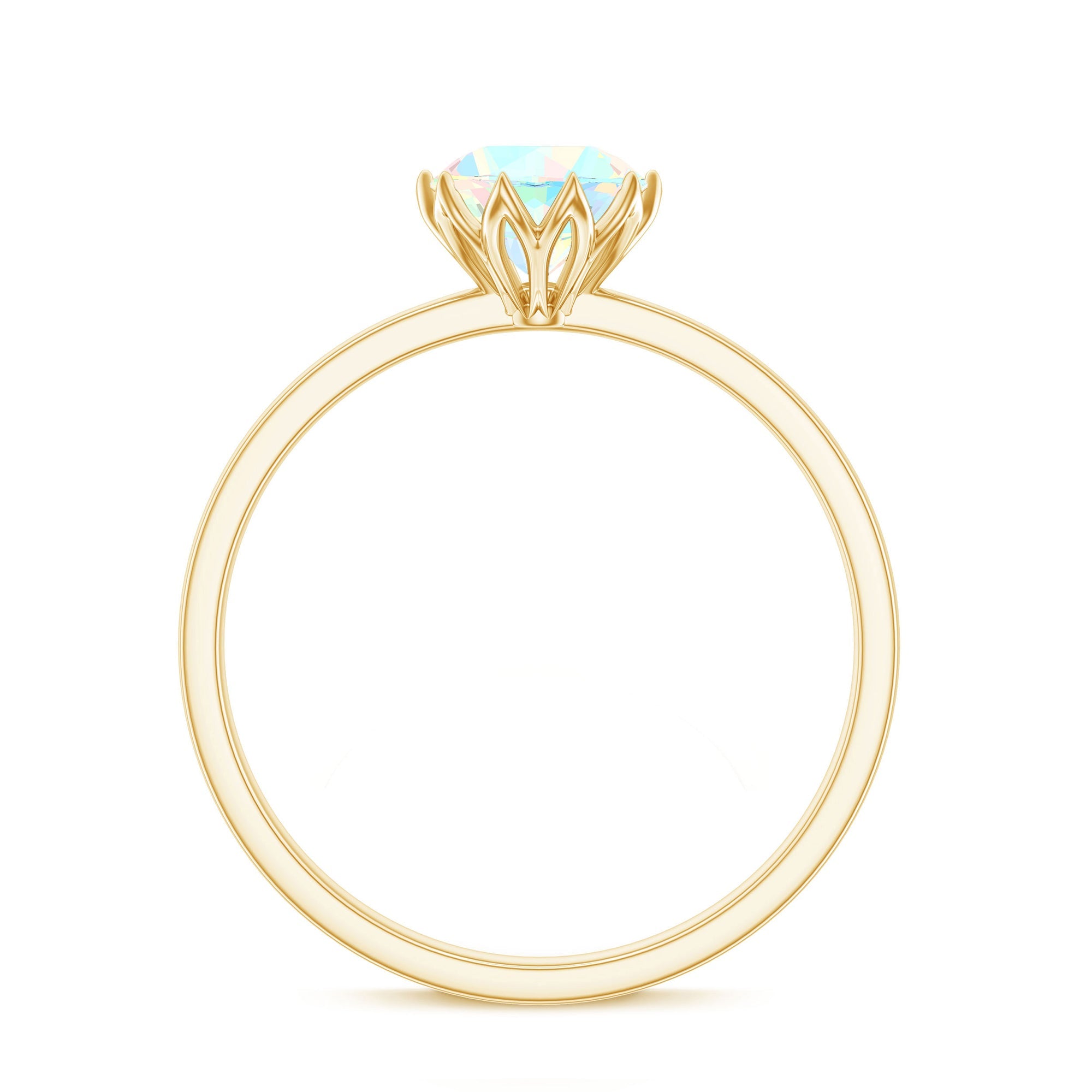 Natural 8mm Ethiopian Opal Engagement Ring in Lotus Basket Setting