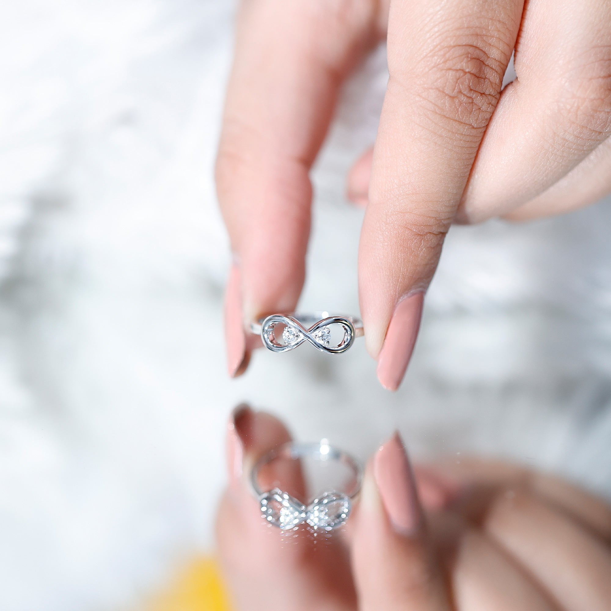 Minimalist Moissanite Infinity Promise Ring