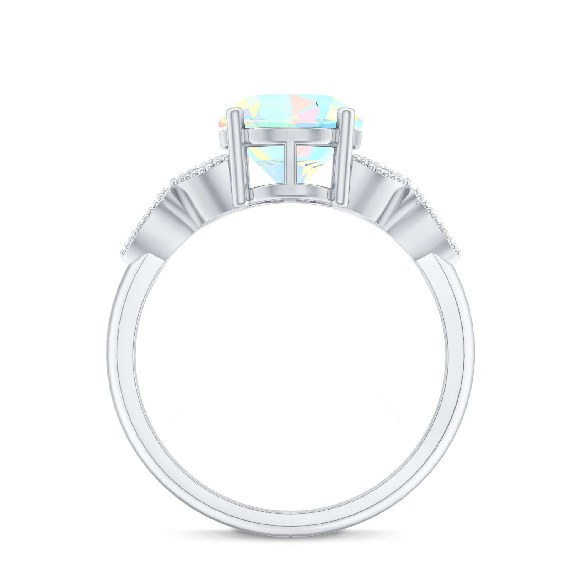1.3 Carat Vintage Style Ethiopian Opal Oblong Engagement Ring with Diamond