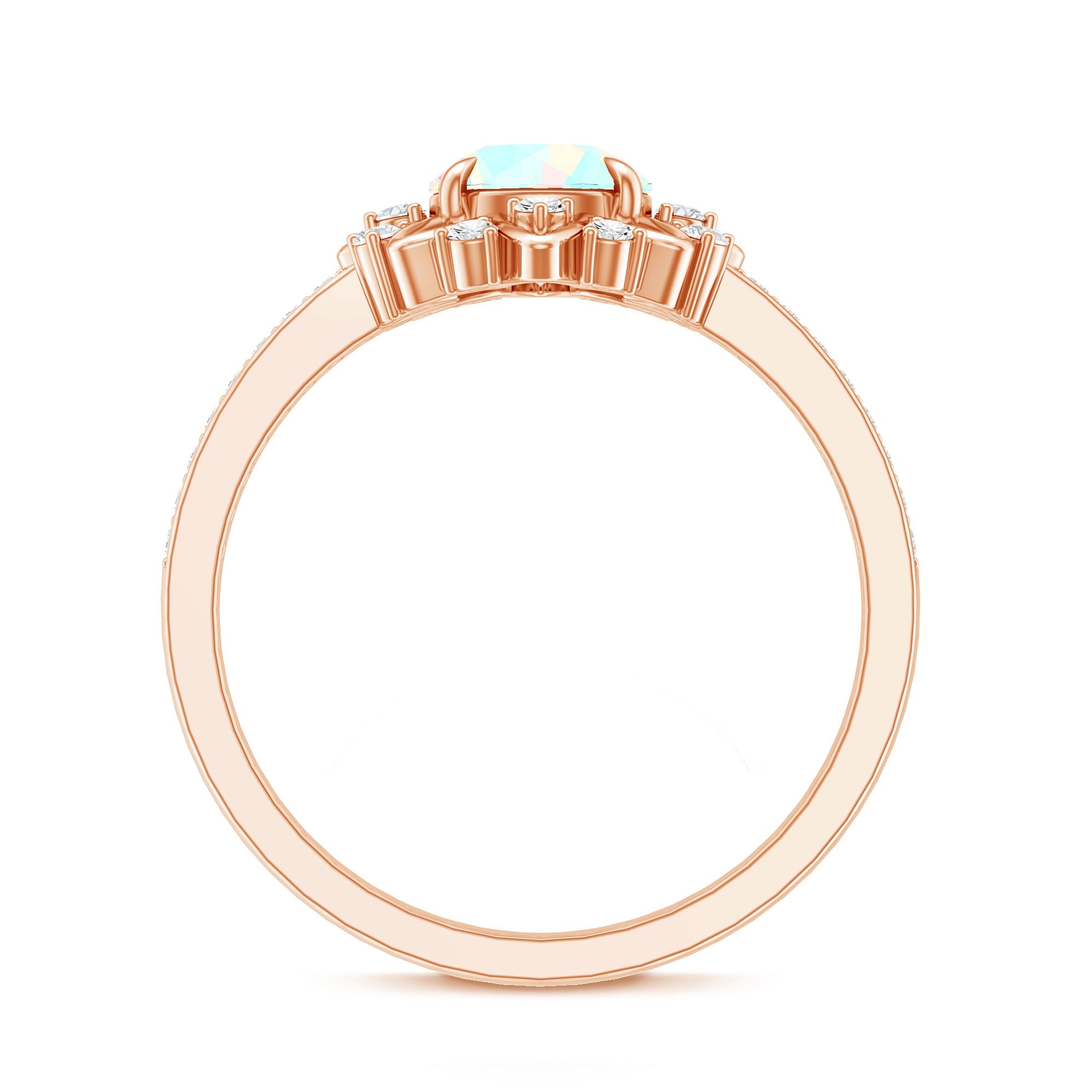 Genuine Ethiopian Opal Flower Engagement Ring with Diamond