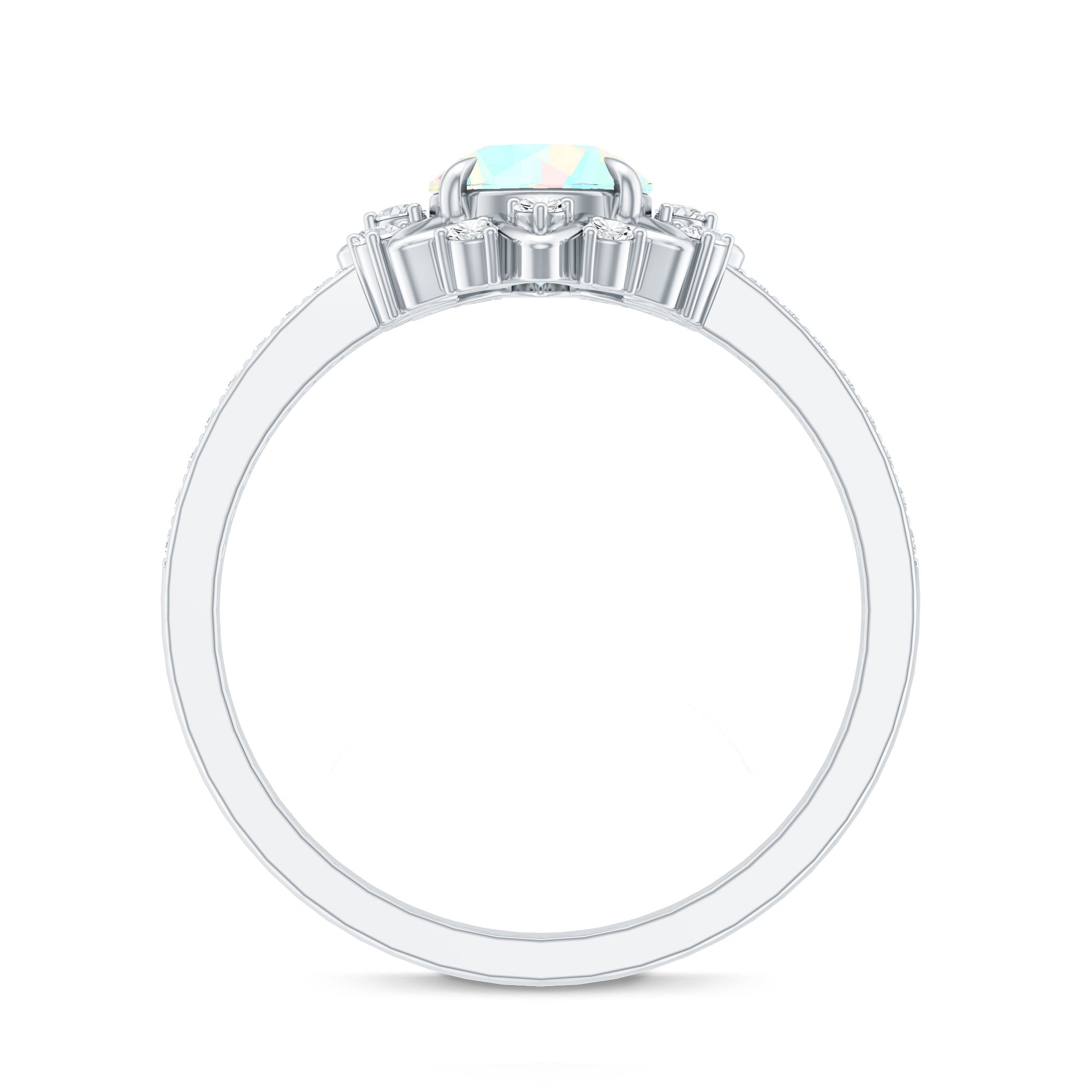 Genuine Ethiopian Opal Flower Engagement Ring with Diamond