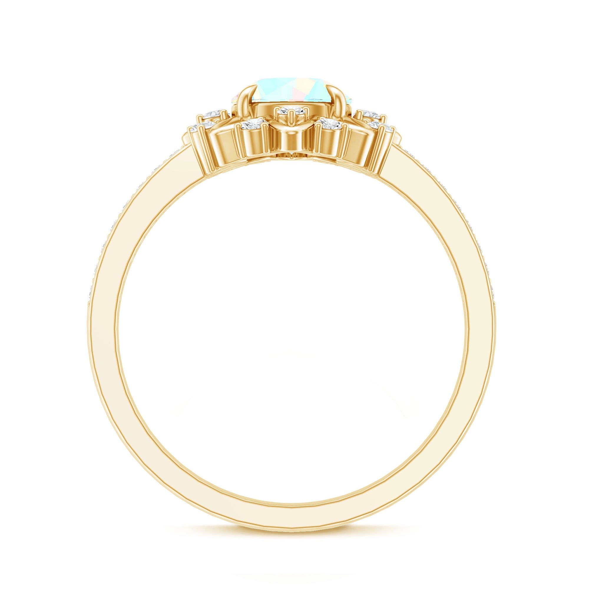 Genuine Ethiopian Opal Flower Engagement Ring with Diamond