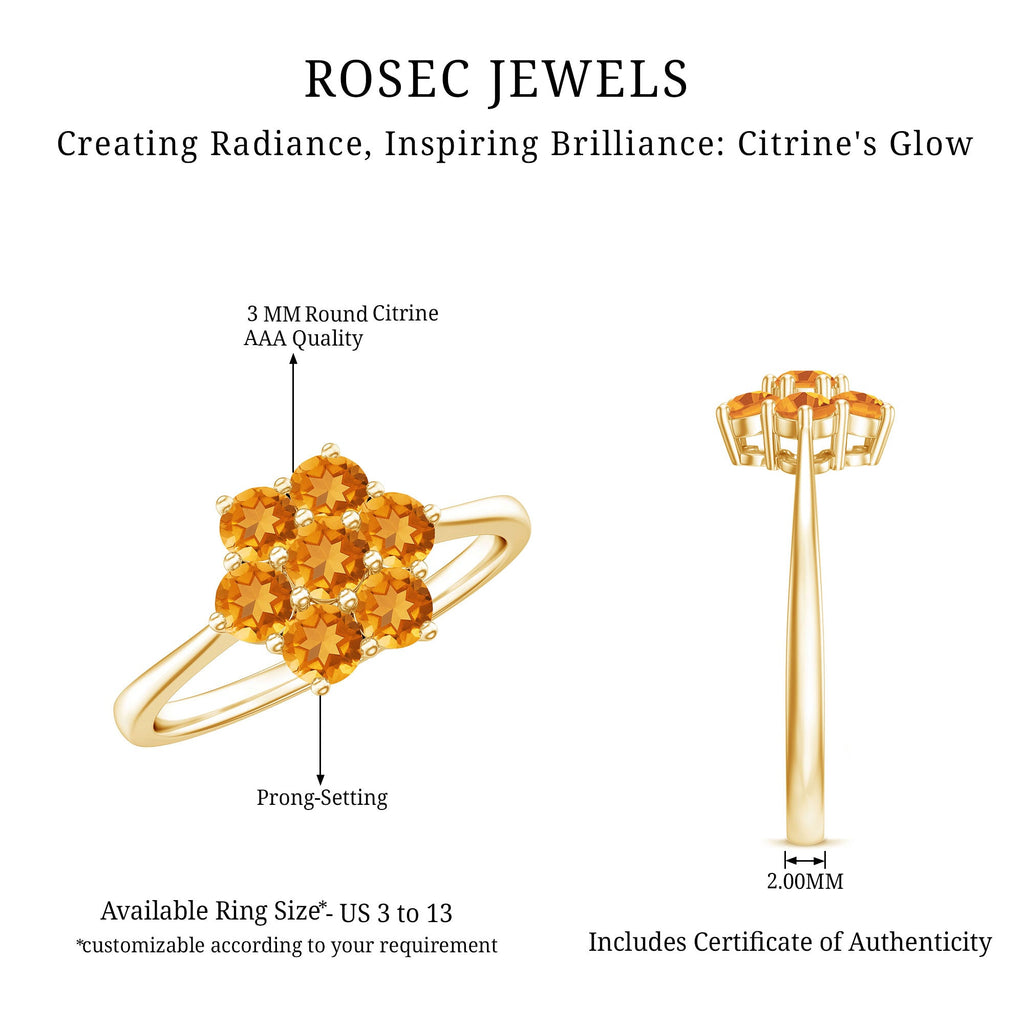 Natural Citrine Floral Engagement Ring with Certificate