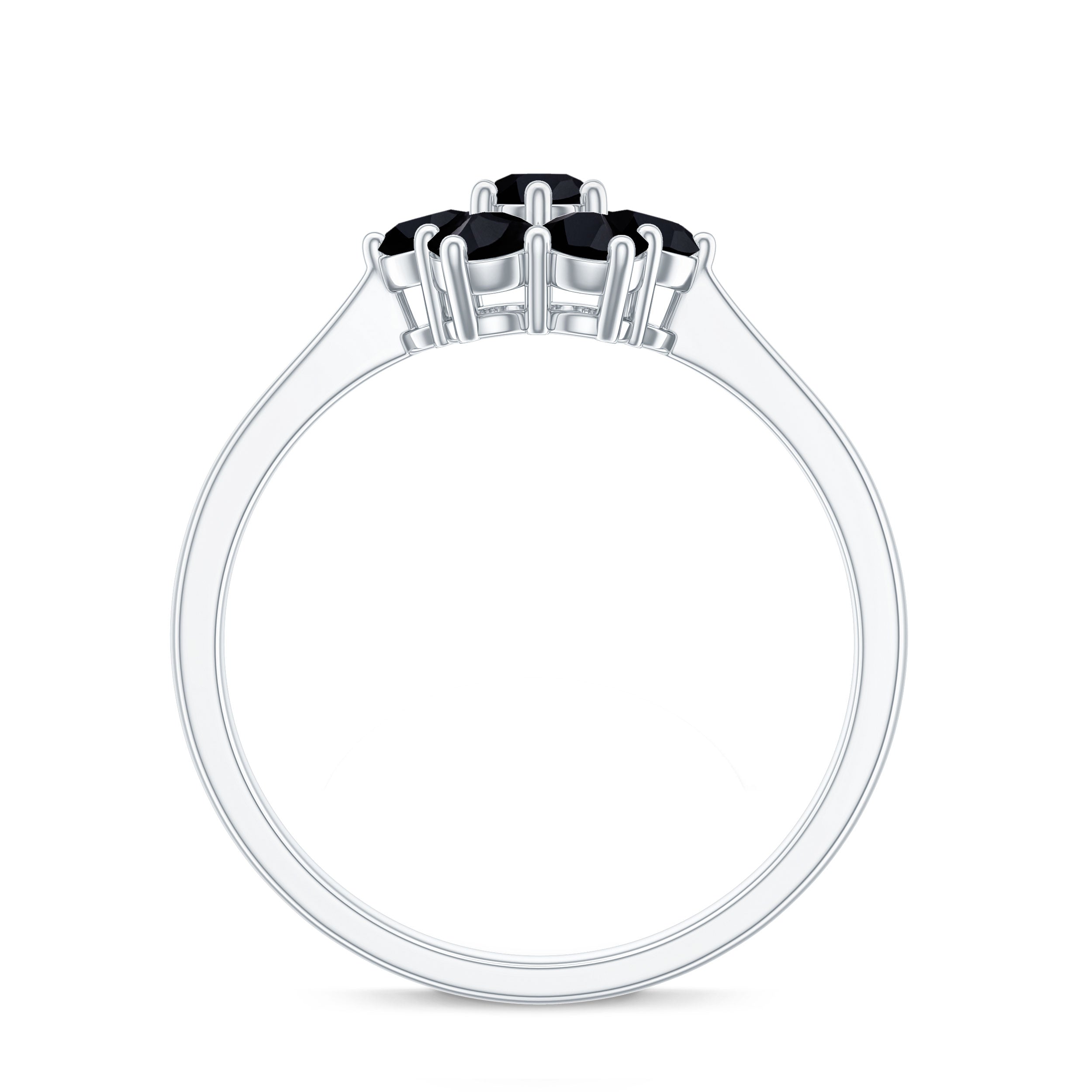 Natural Black Spinel Flower Engagement Ring with Certificate