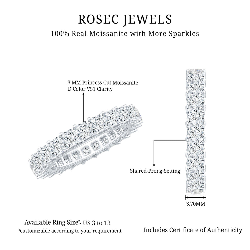 Princess Cut Moissanite Full Eternity Band Ring