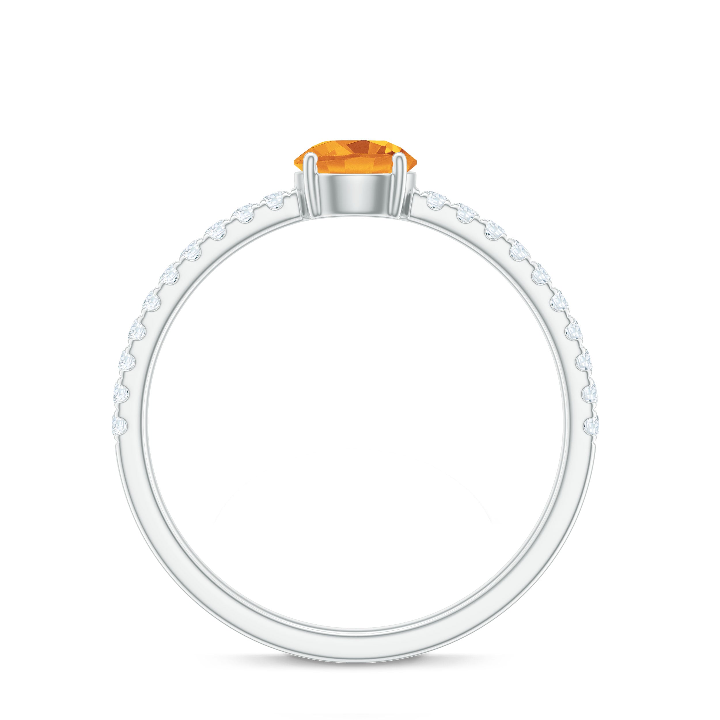 Natural Solitaire Citrine Minimal Engagement Ring with Diamond