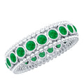 Vintage Inspired Emerald Wedding Band in Bezel Setting