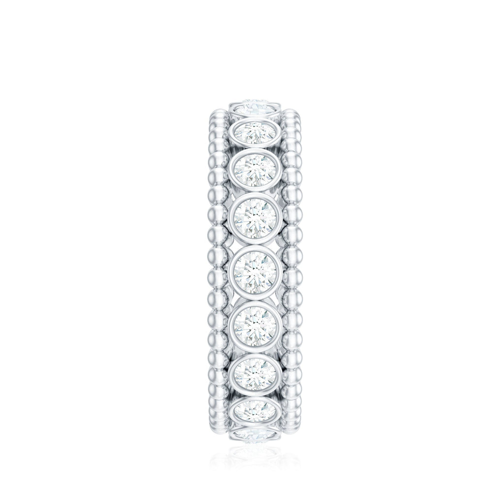 Bezel Set Moissanite Full Eternity Wedding Band with Beaded Detail
