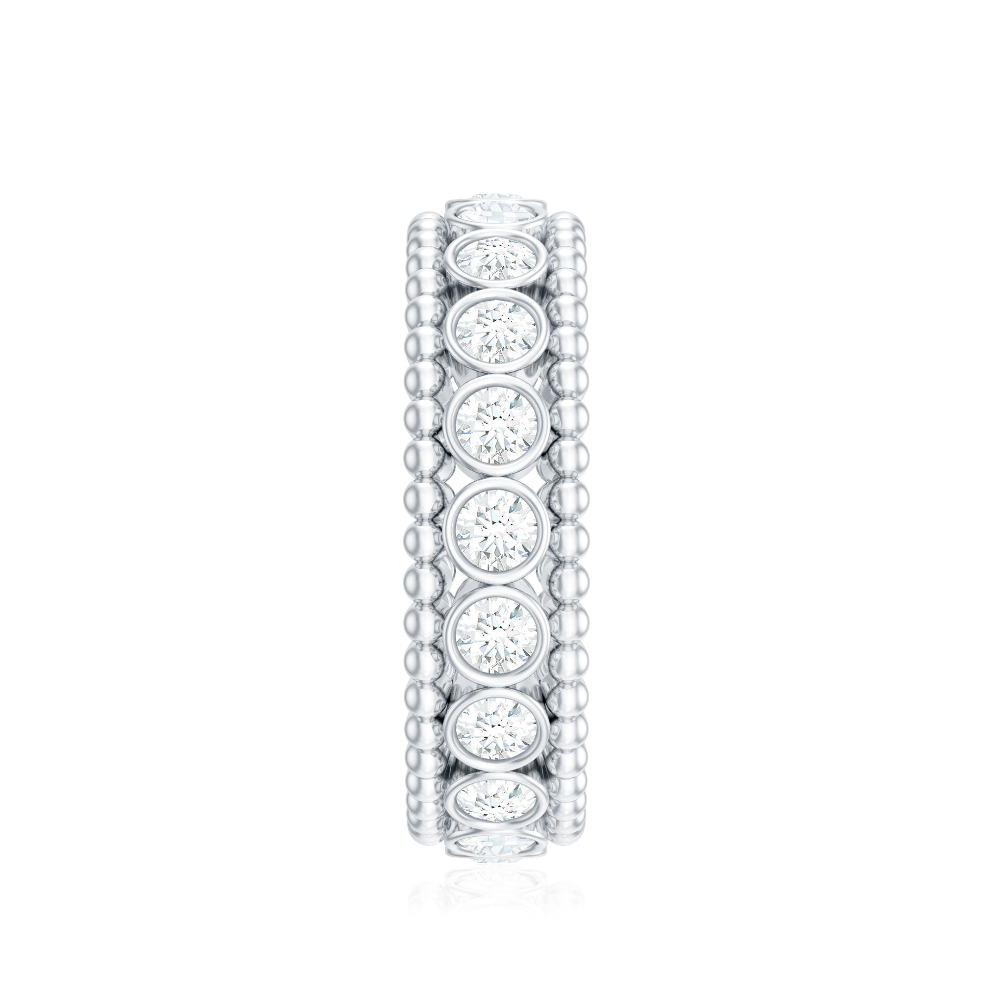 Bezel Set Moissanite Full Eternity Wedding Band with Beaded Detail