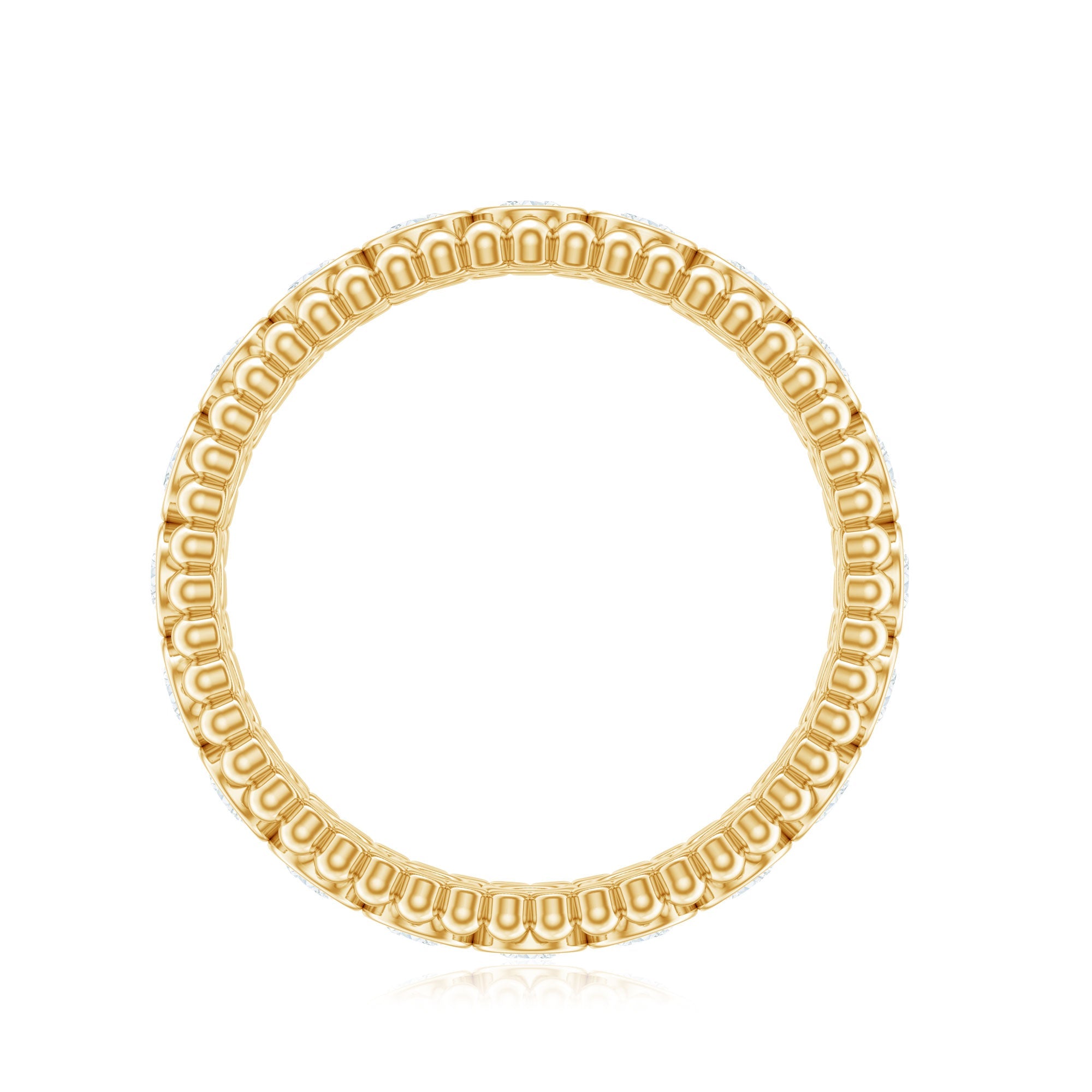 Bezel Set Moissanite Full Eternity Wedding Band with Beaded Detail