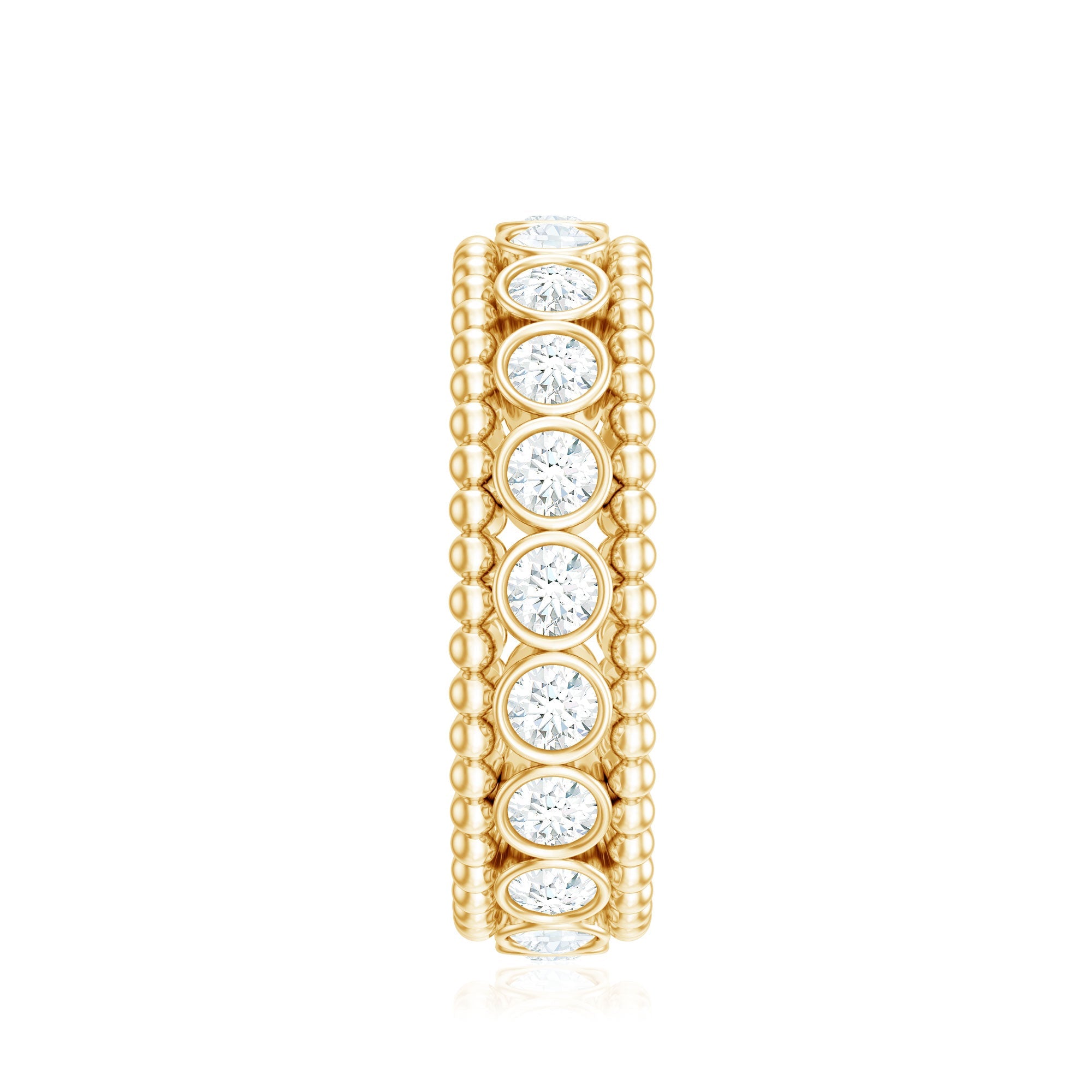 Bezel Set Moissanite Full Eternity Wedding Band with Beaded Detail