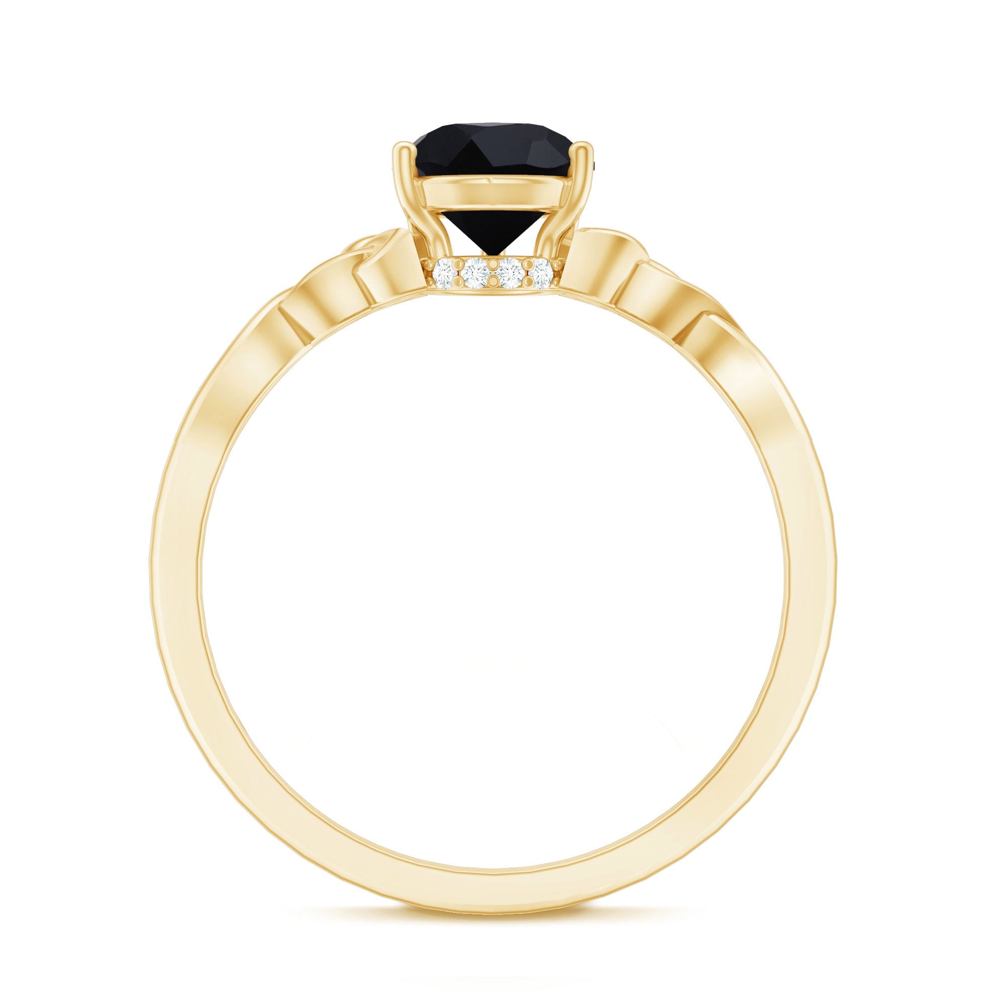Solitaire Pear Cut Black Onyx Engagement Ring with Celtic Band