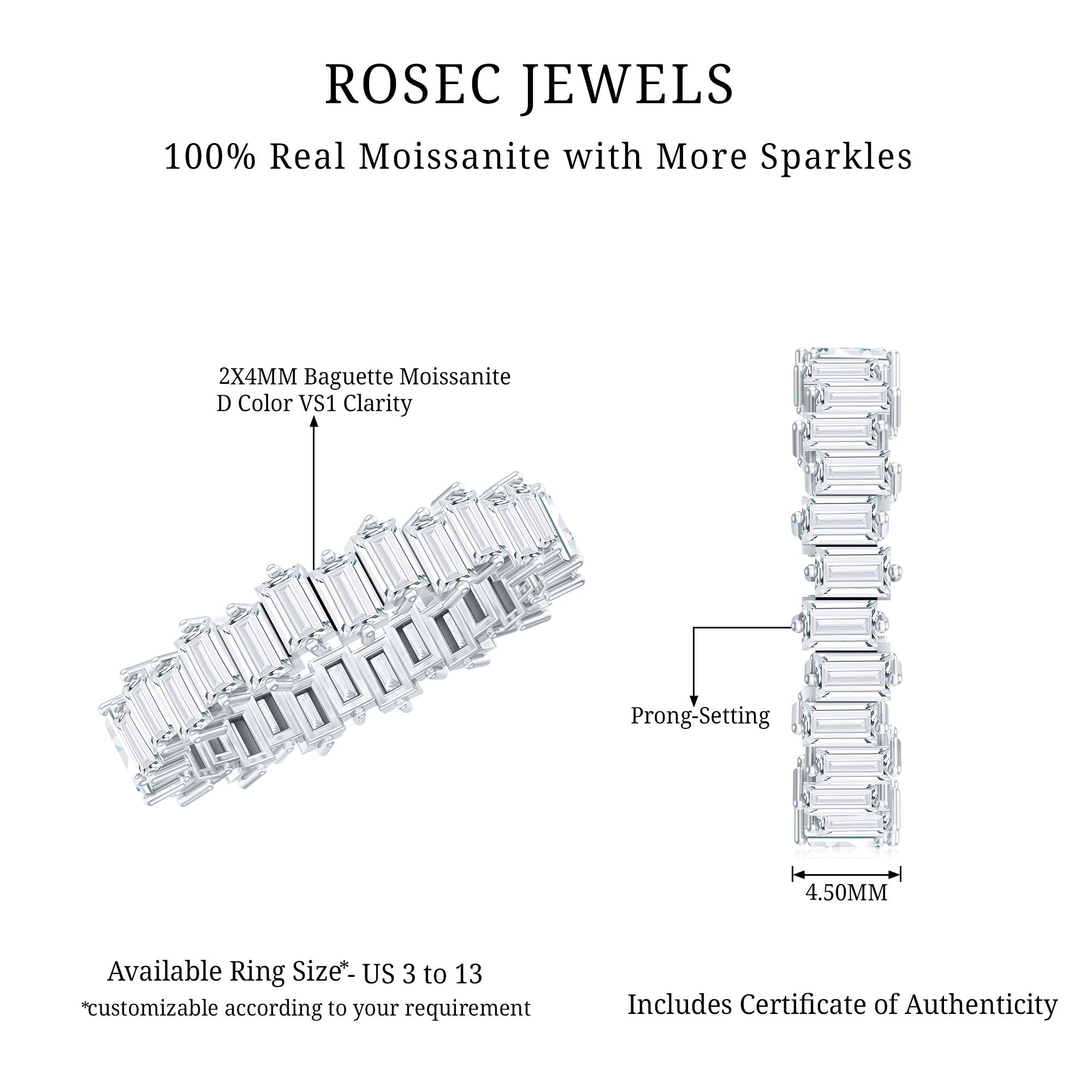 Baguette Shape Moissanite Eternity Wedding Band