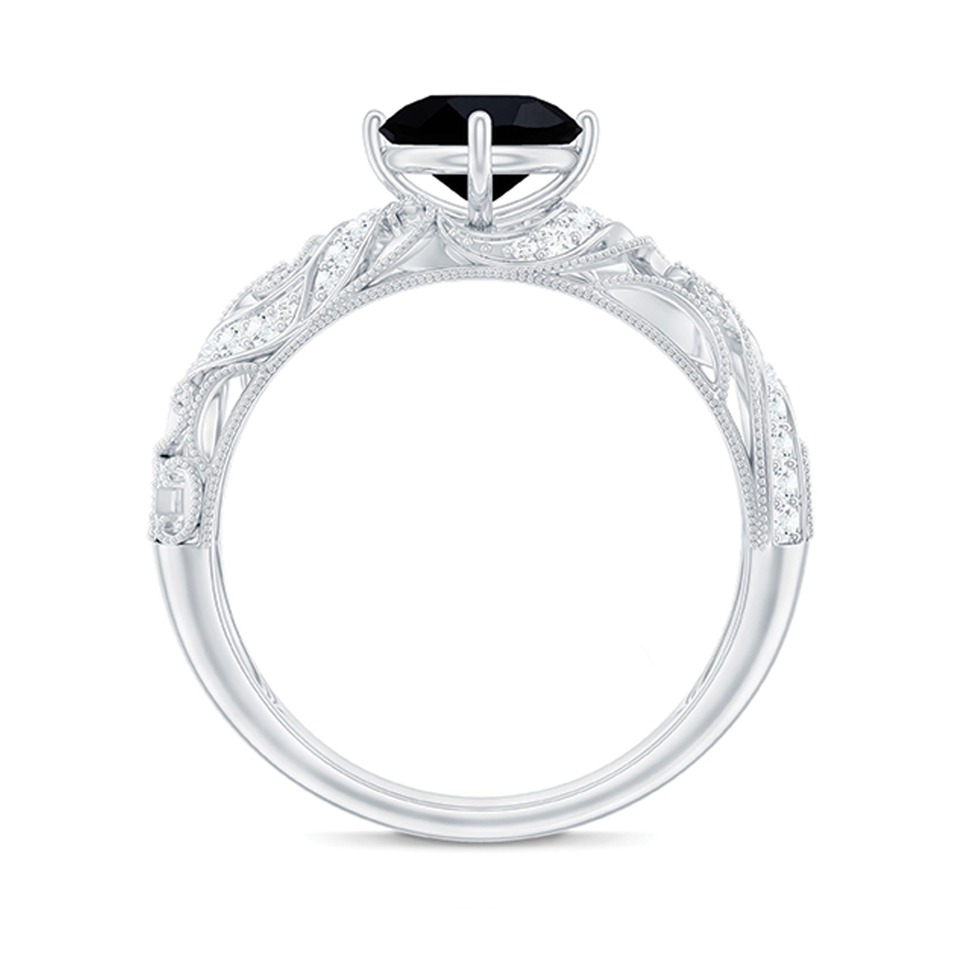 Vintage Inspired Onyx and Diamond Engagement Ring