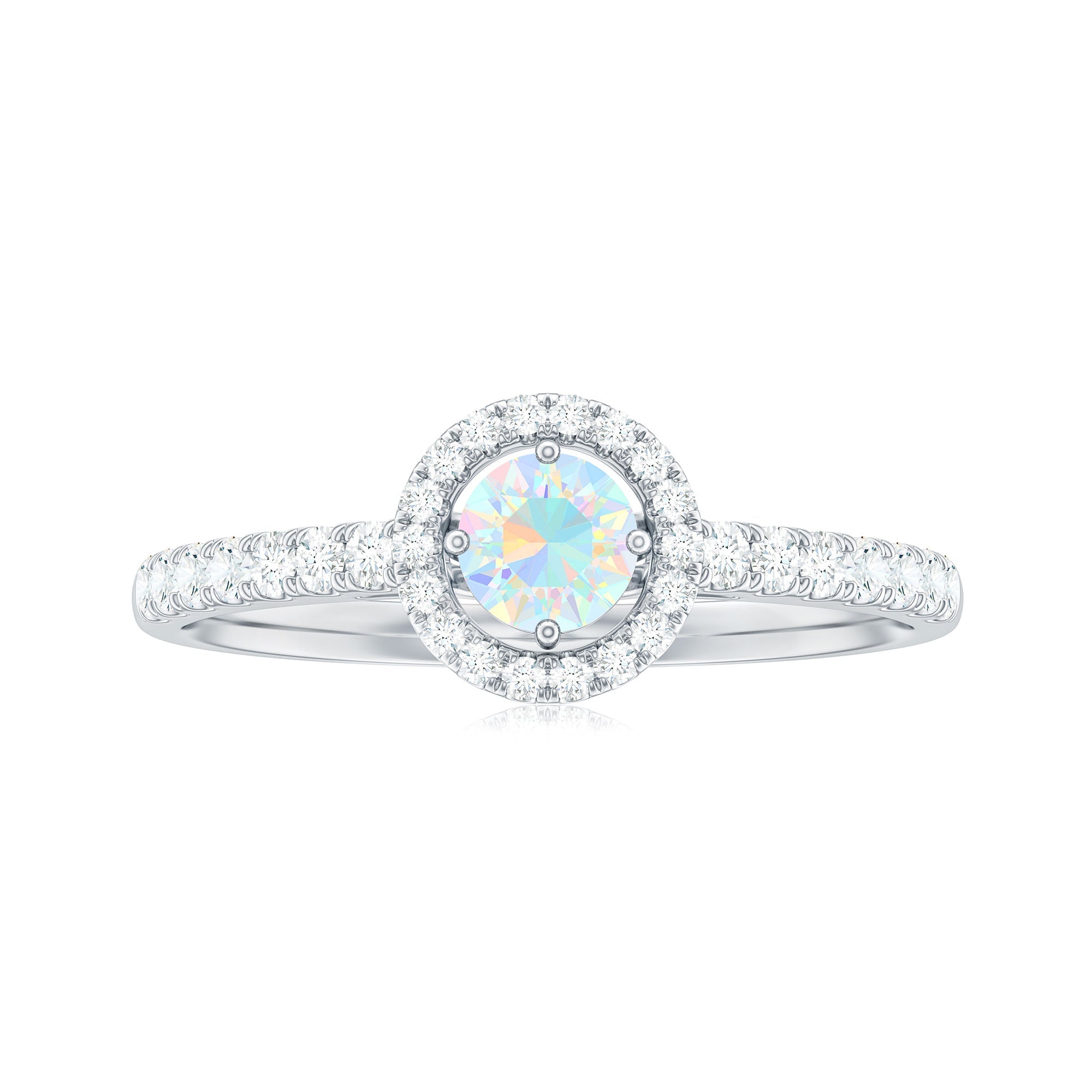 Natural Ethiopian Opal Diamond Engagement Ring with Halo