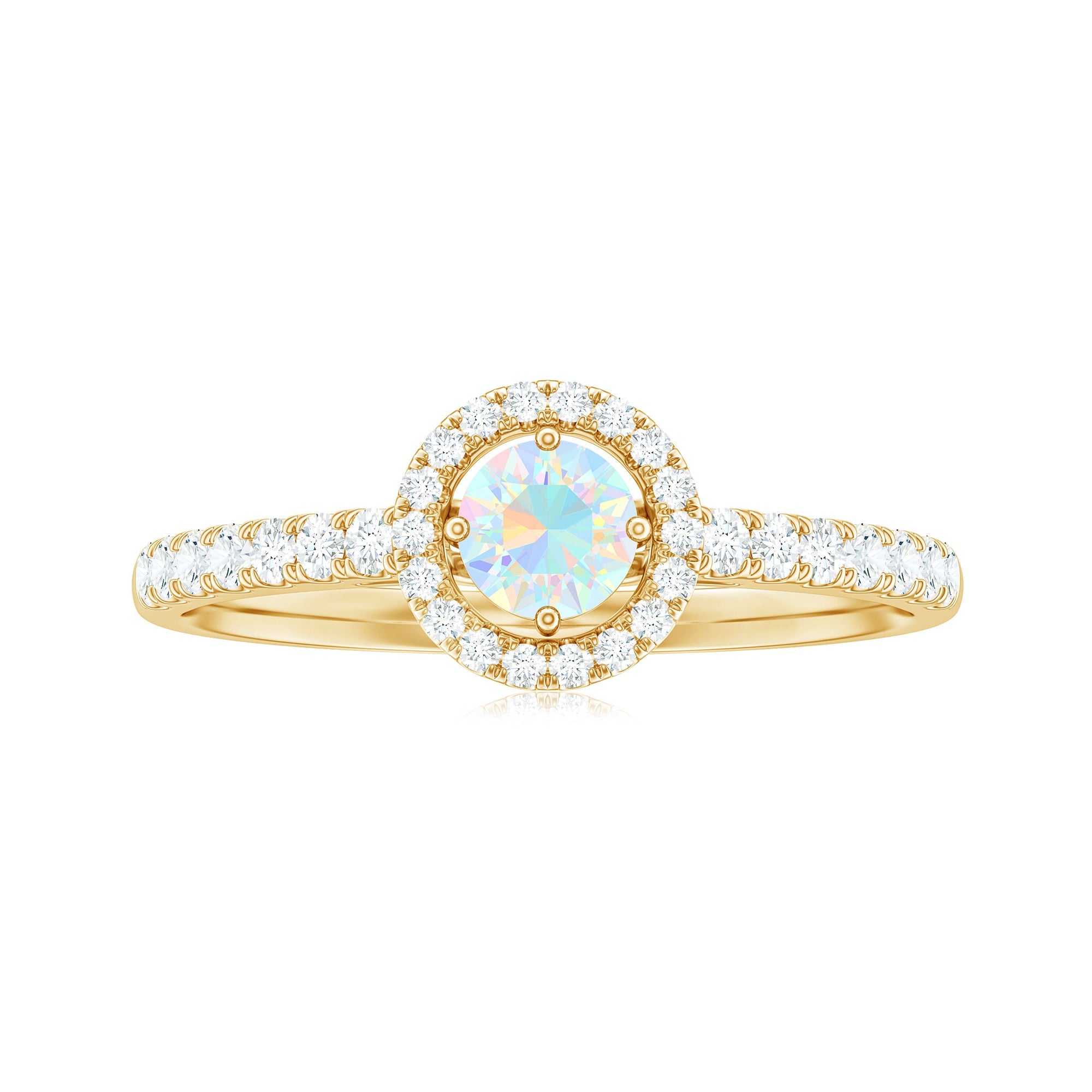 Natural Ethiopian Opal Diamond Engagement Ring with Halo
