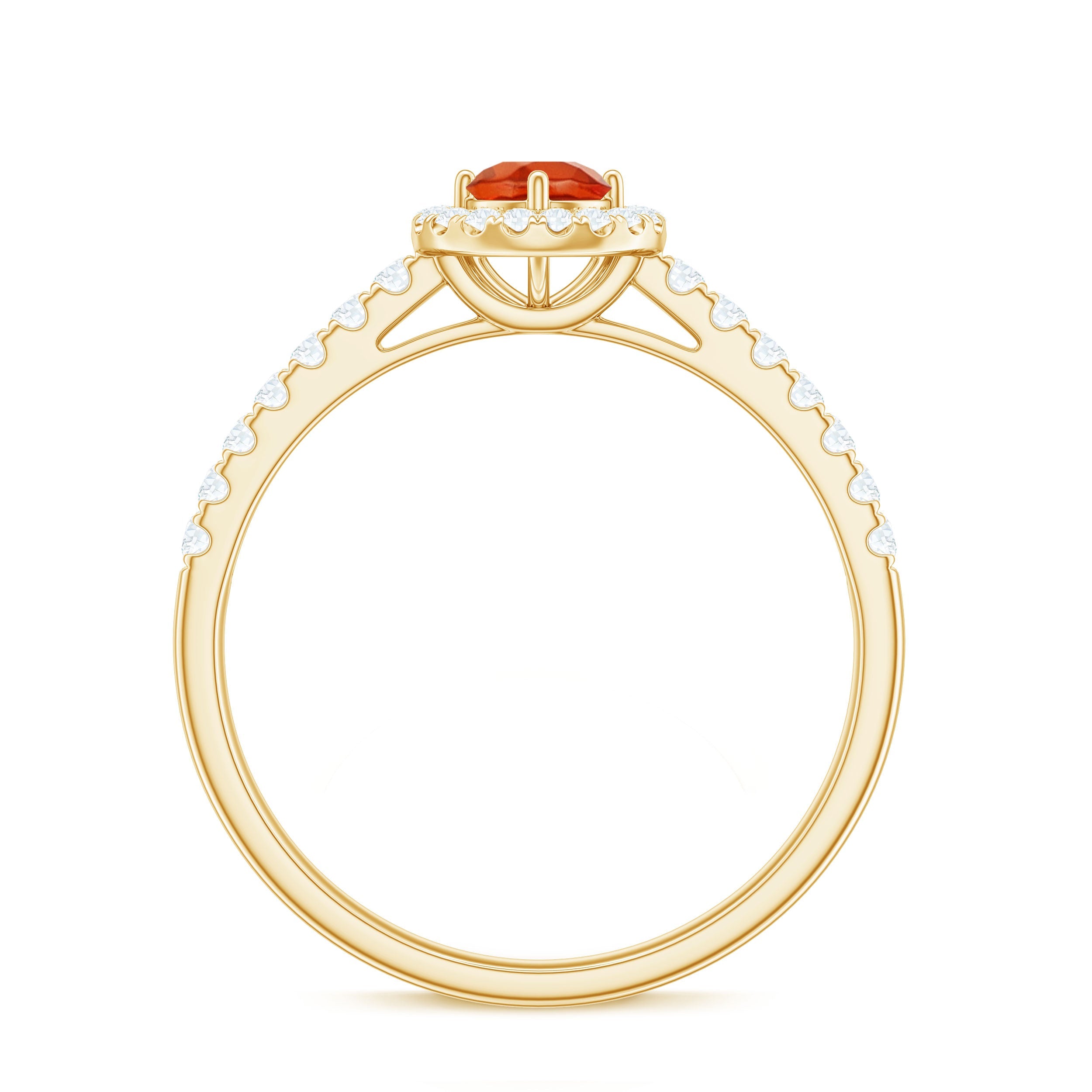 0.75 CT Fire Opal and Diamond Halo Engagement Ring
