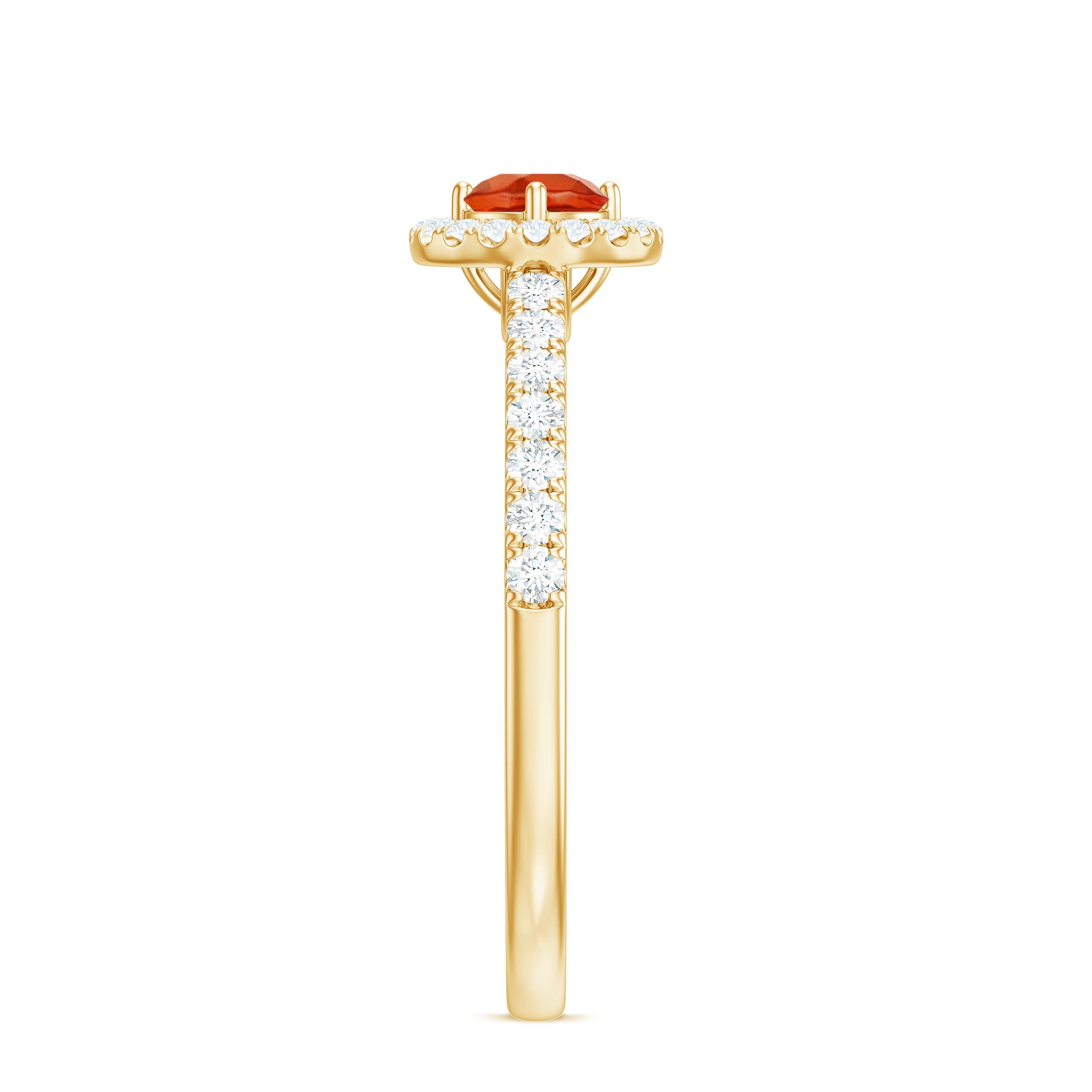 0.75 CT Fire Opal and Diamond Halo Engagement Ring