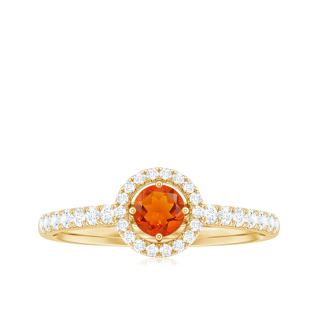 0.75 CT Fire Opal and Diamond Halo Engagement Ring