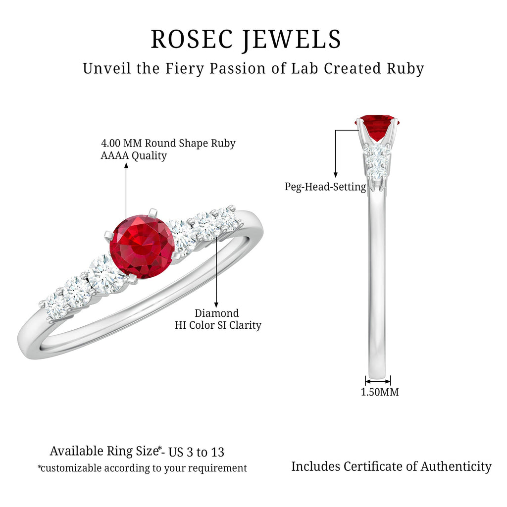Graduated Style Lab Created Ruby and Diamond Promise Ring