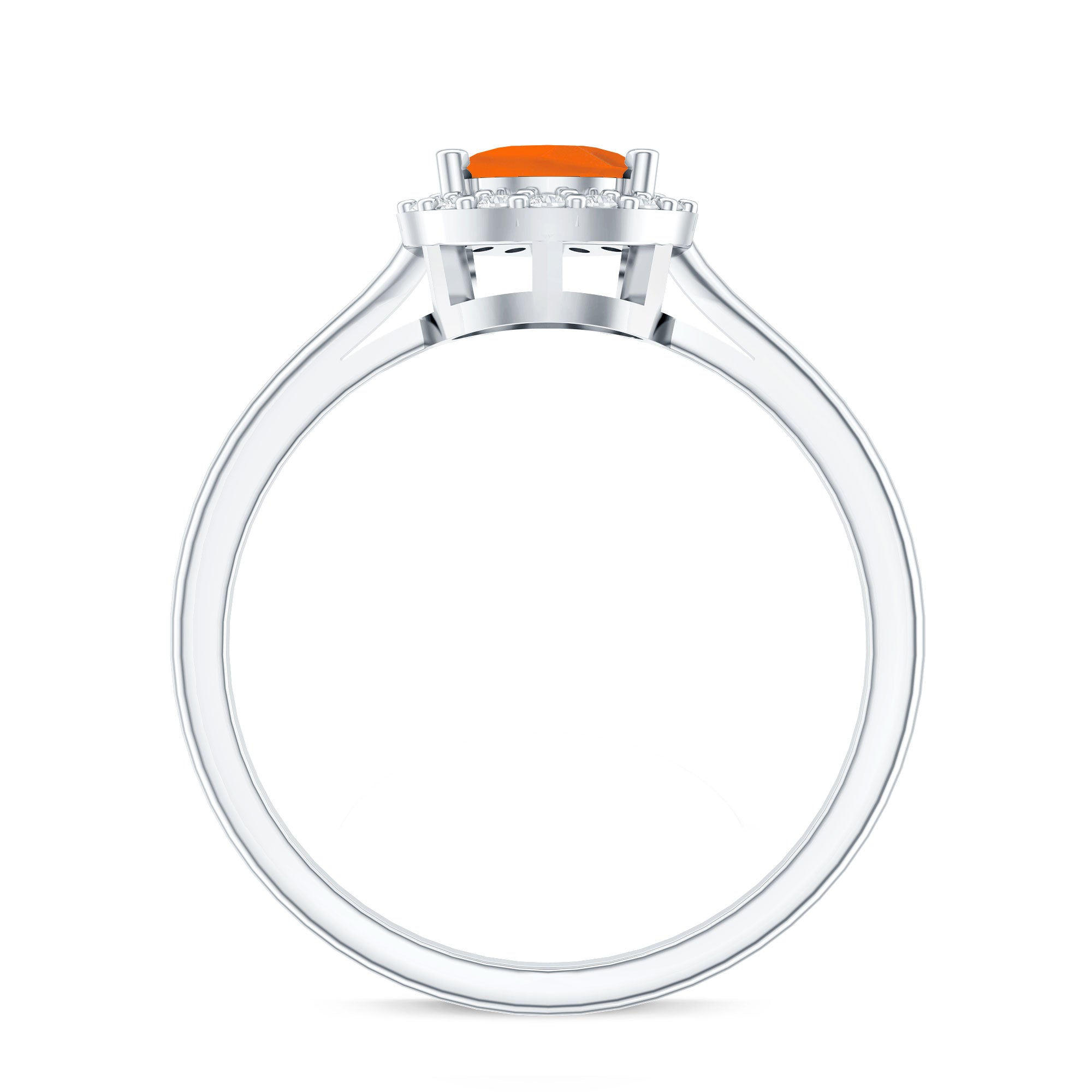 1 CT Teardrop Fire Opal Ring with Diamond Accent