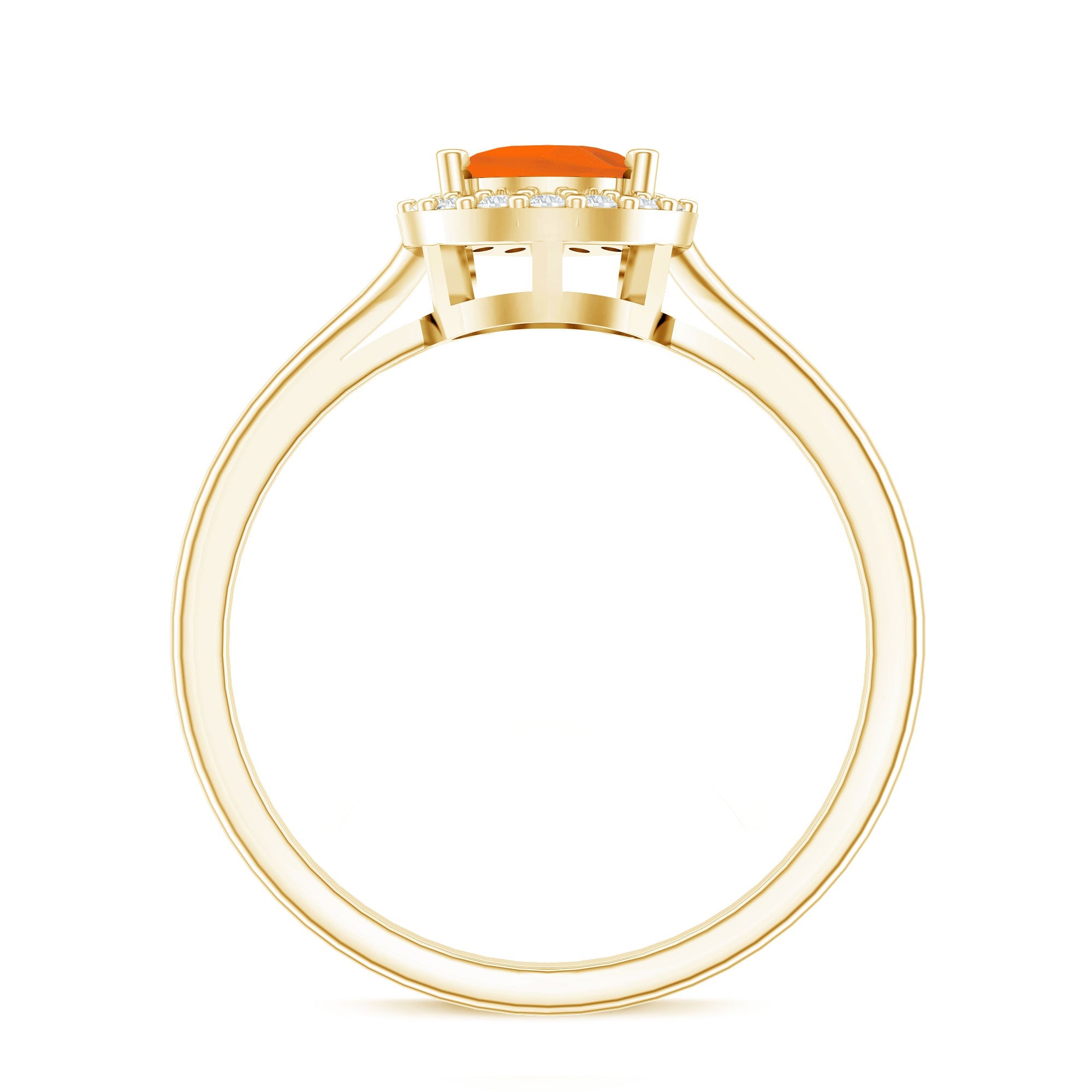 1 CT Teardrop Fire Opal Ring with Diamond Accent