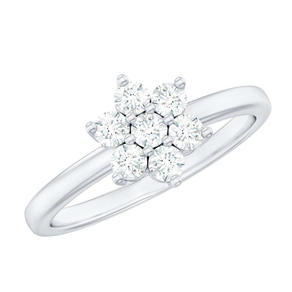 Certified Brilliant Cut Moissanite Flower Engagement Ring