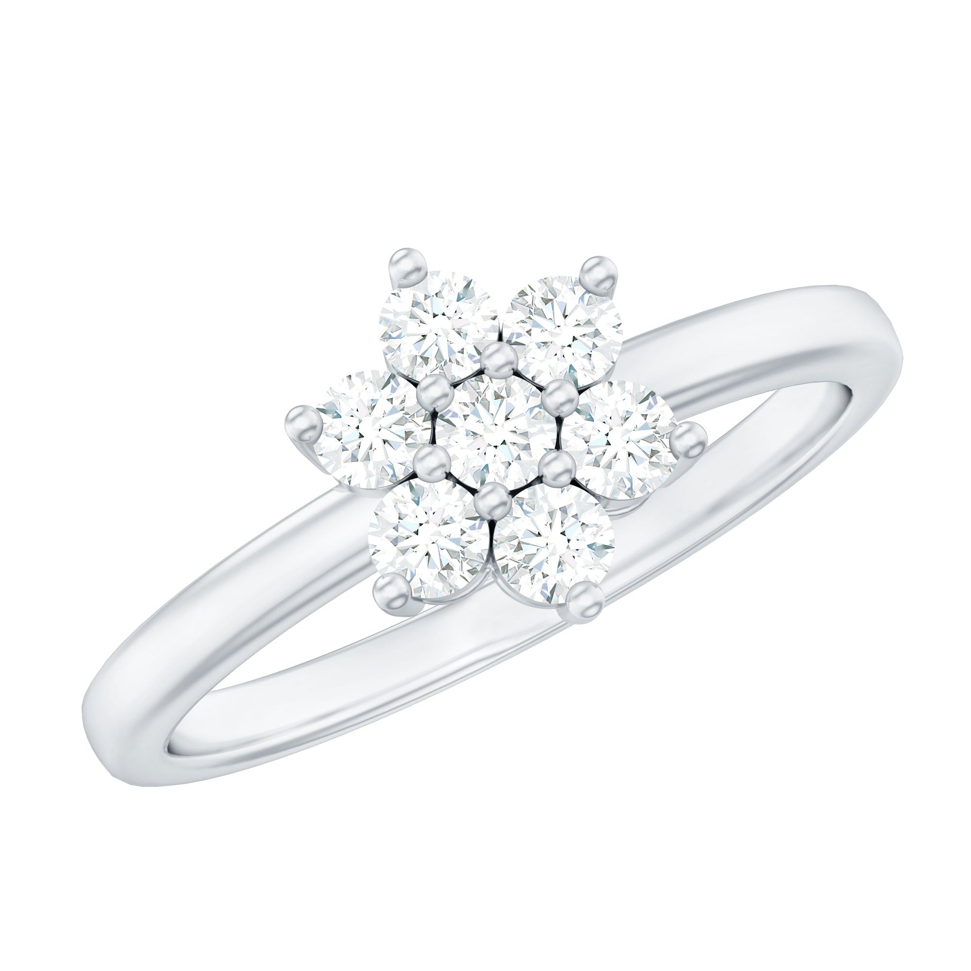 Certified Brilliant Cut Moissanite Flower Engagement Ring