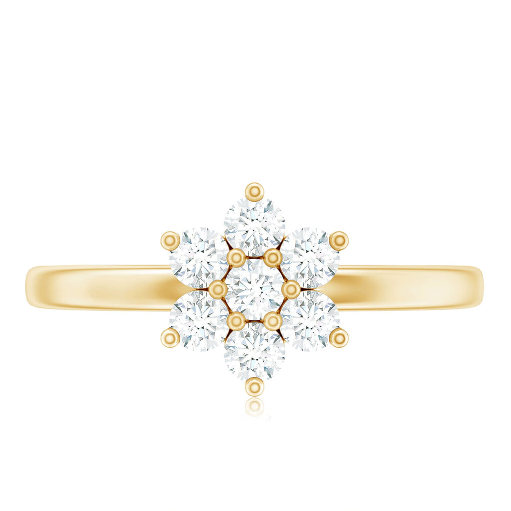 Certified Brilliant Cut Moissanite Flower Engagement Ring