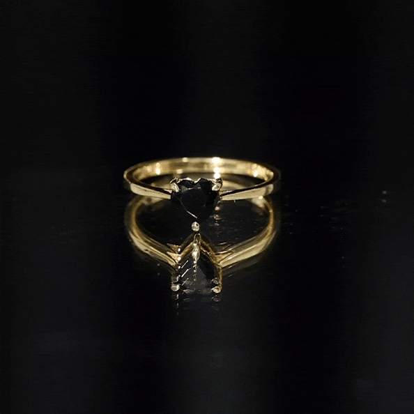 Solitaire Black Onyx Heart Promise Ring for Women