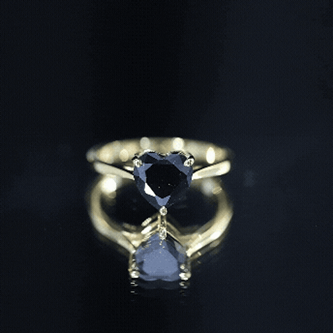 Heart Shaped Created Black Diamond Solitaire Promise Ring