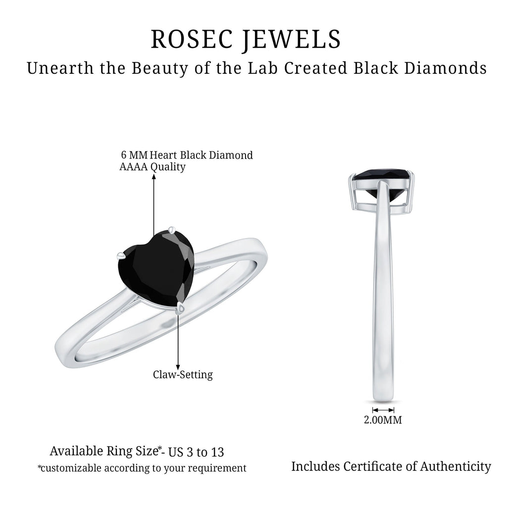 Heart Shaped Created Black Diamond Solitaire Promise Ring