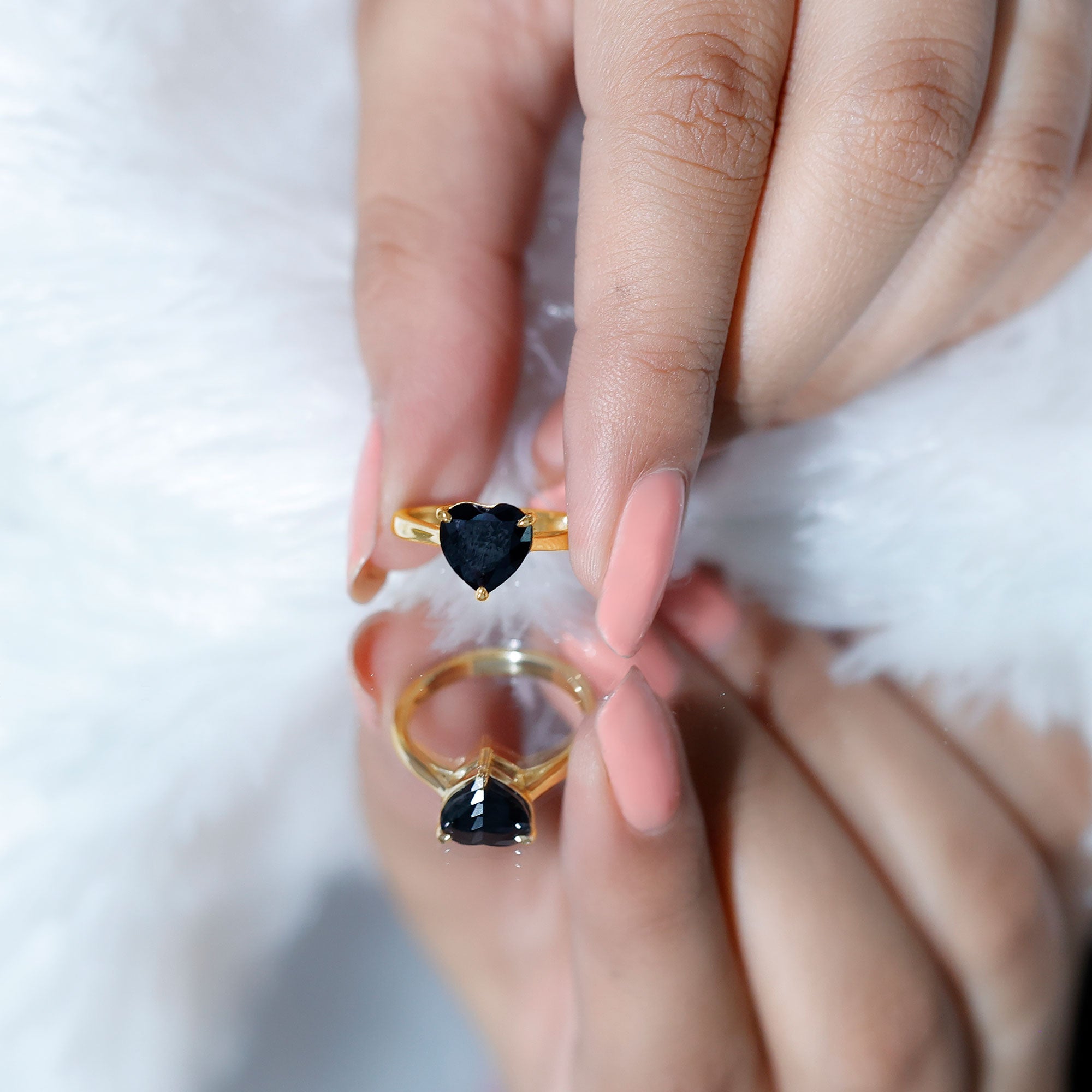 Heart Shaped Created Black Diamond Solitaire Promise Ring