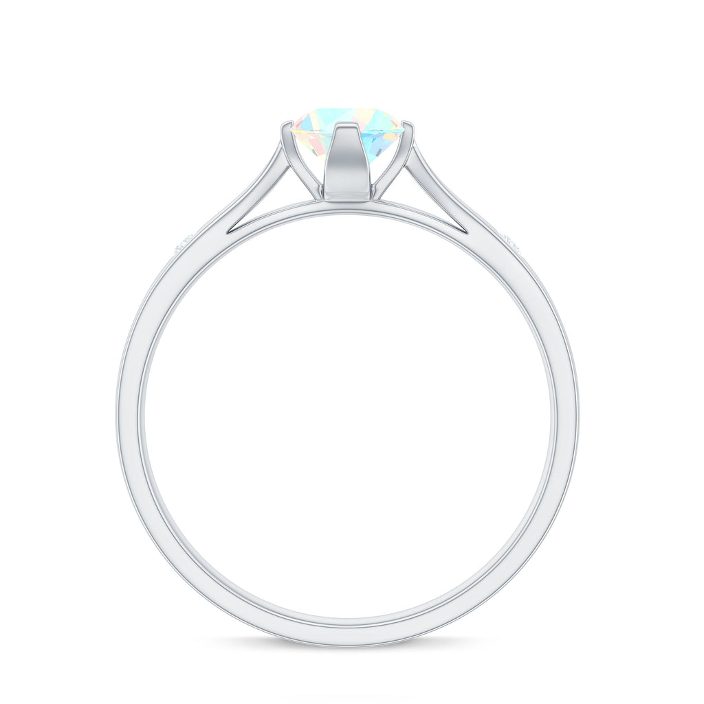 Natural Solitaire Ethiopian Opal Promise Ring with Diamond