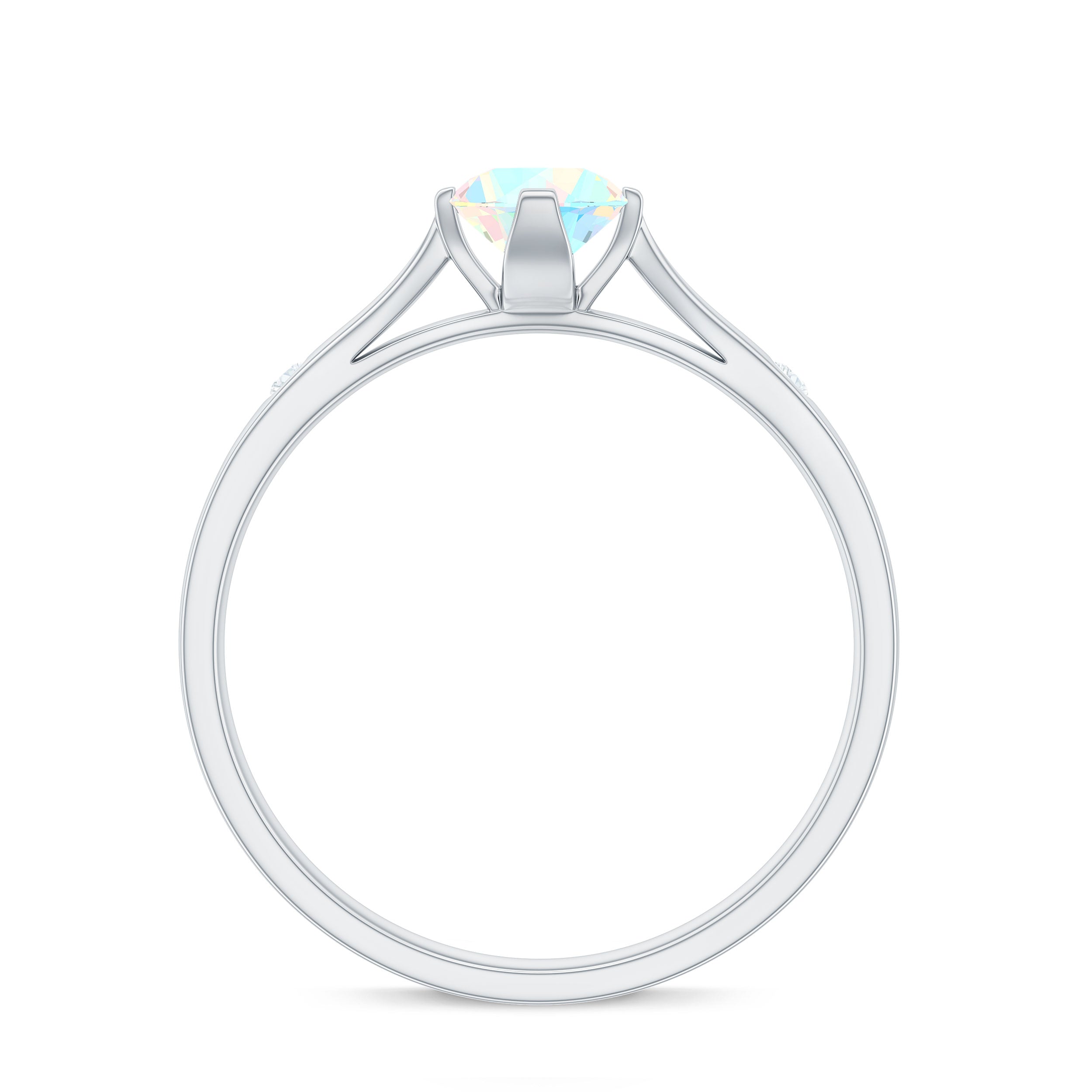 Natural Solitaire Ethiopian Opal Promise Ring with Diamond