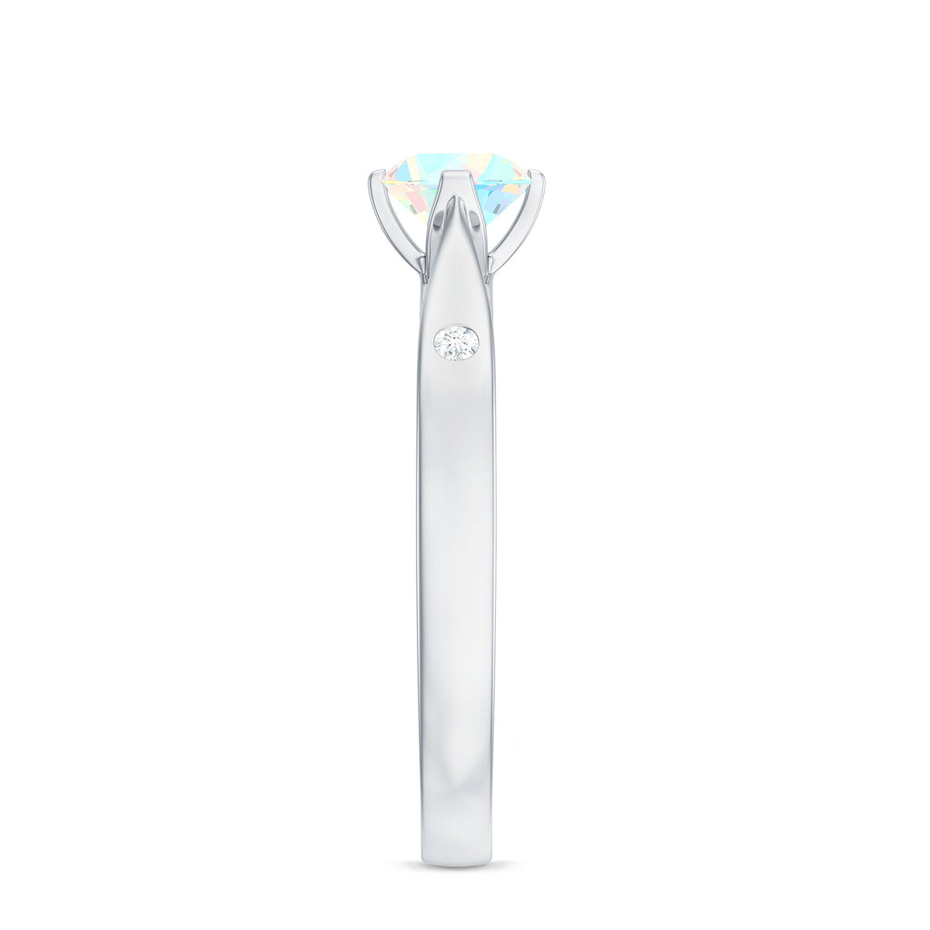 Natural Solitaire Ethiopian Opal Promise Ring with Diamond